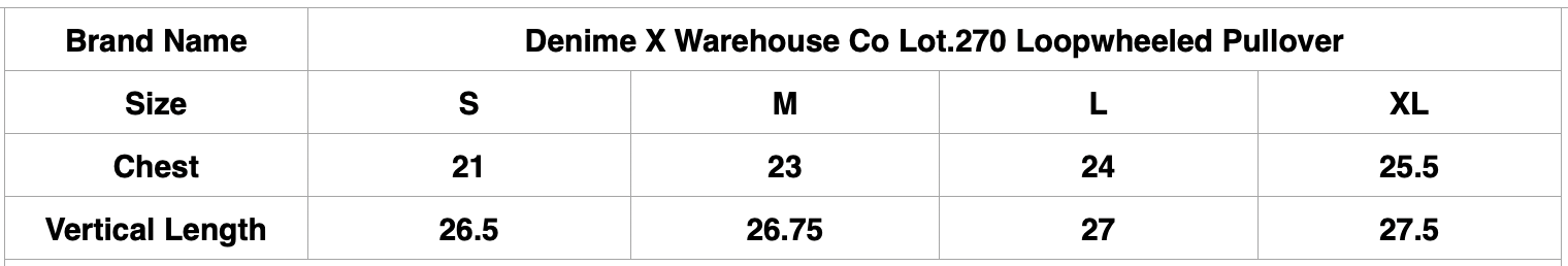 Denime X Warehouse Co. Lot.270 10oz Loopwheeled Pullover (Heather Navy)