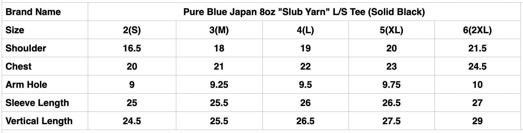 Pure Blue Japan 8oz "Slub Yarn" L/S Tee (Solid Black)