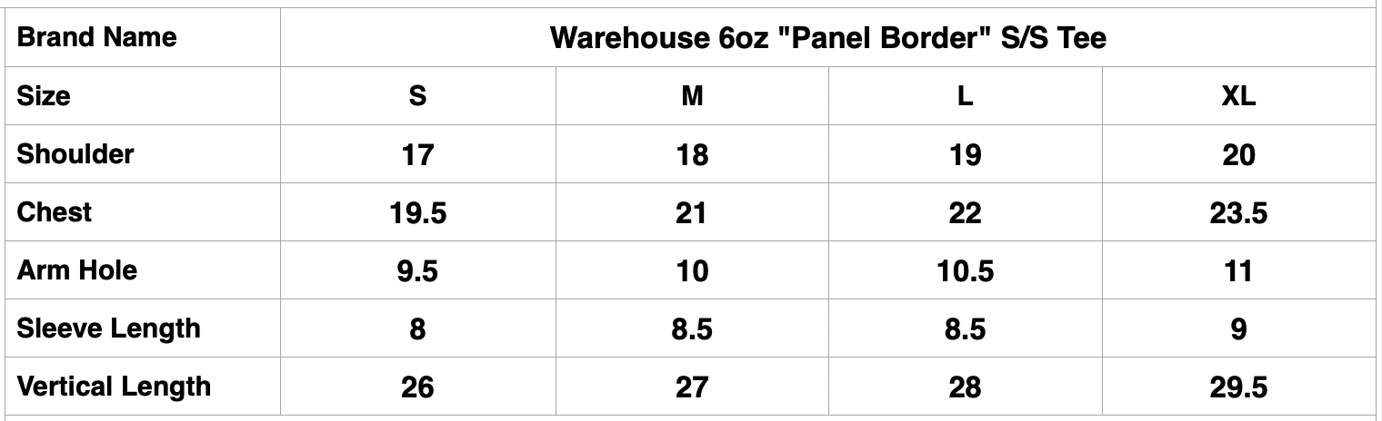 Warehouse 6oz "Panel Border" S/S Tee (Cream)