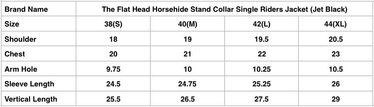 The Flat Head 'Ultimate' Horsehide Stand Collar Single Riders Jacket (Black Tea-Cored)