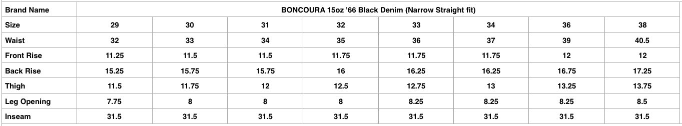 BONCOURA 15oz '66 Black Denim (Narrow Straight Fit)