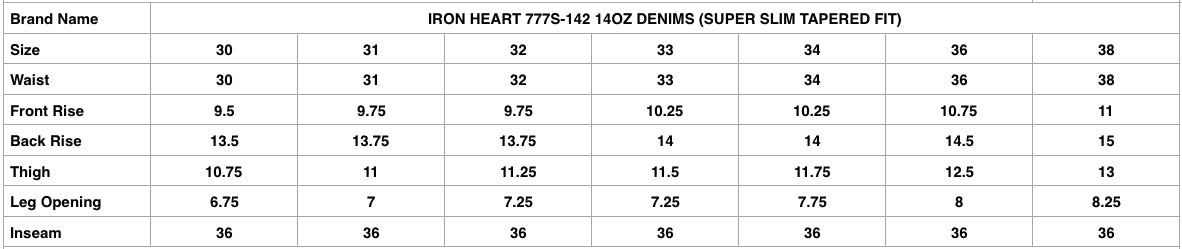 Iron Heart 777S-142 14oz Denim (Super Slim Tapered Fit)