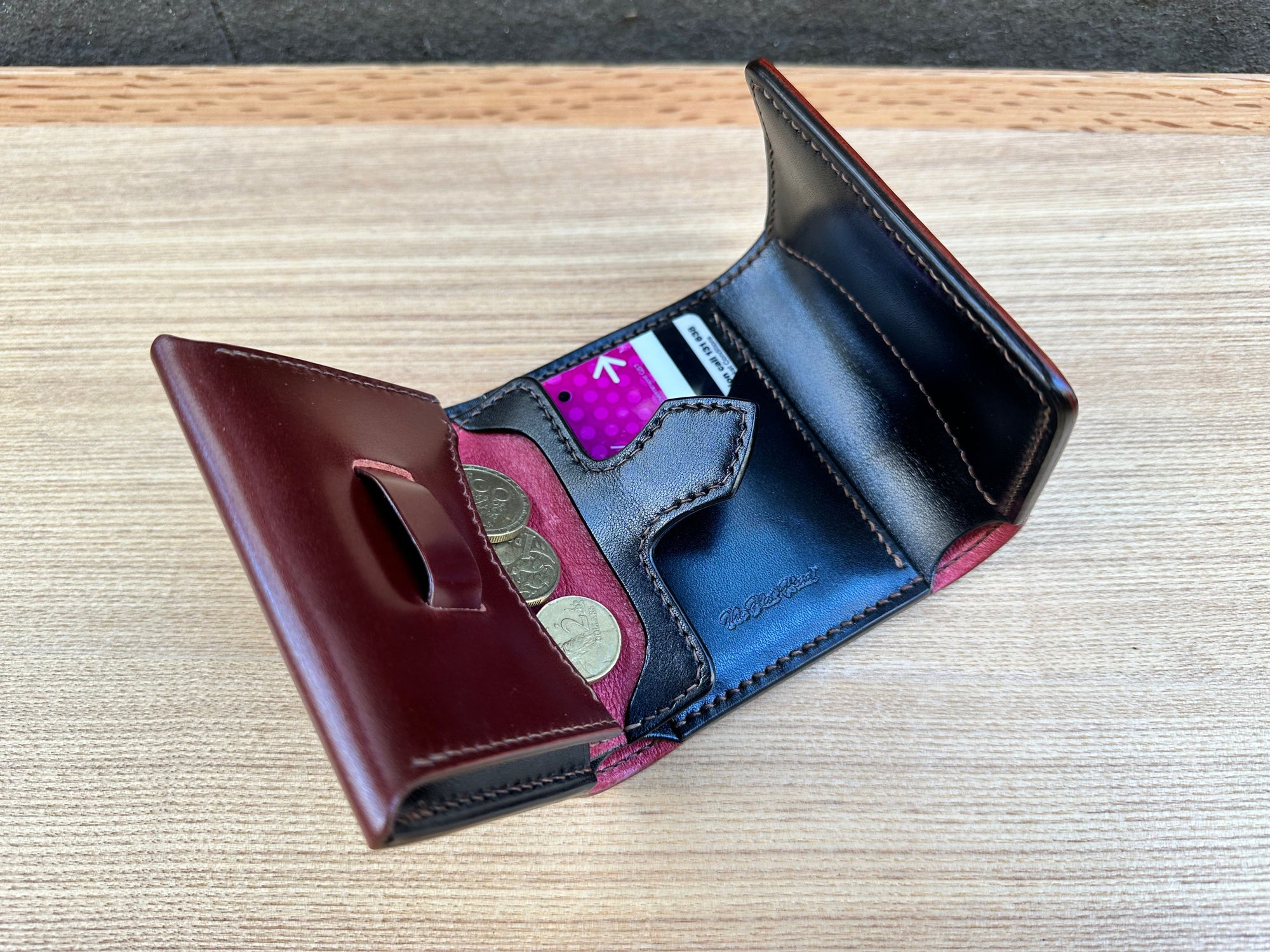 The Flat Head Cordovan Trifold Mini Wallet (Whiskey Brown)