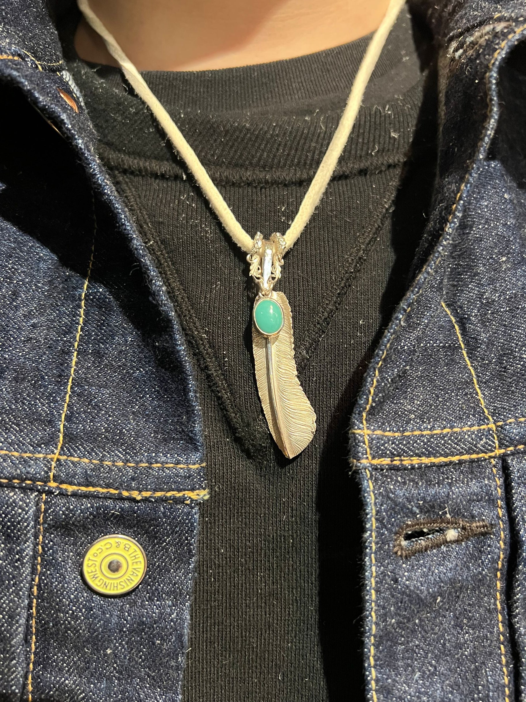 Legend "Drape" Pendant With Medium Size Natural Turquoise (P-163-M)