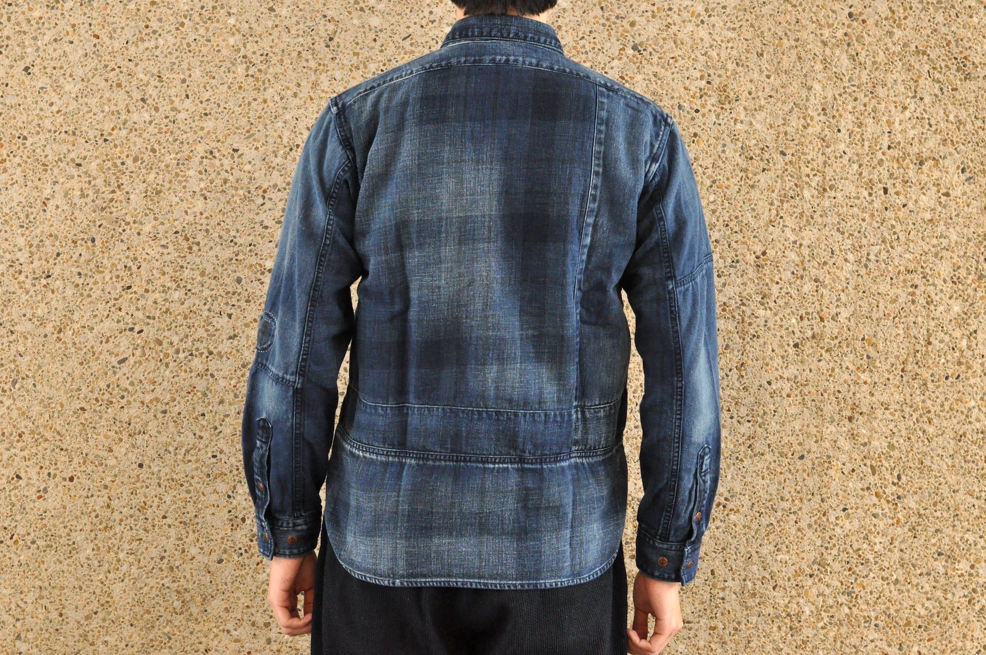 Maru Sankaku Peke By SDA Indigo 'Boro Style' Jacketed Shirt