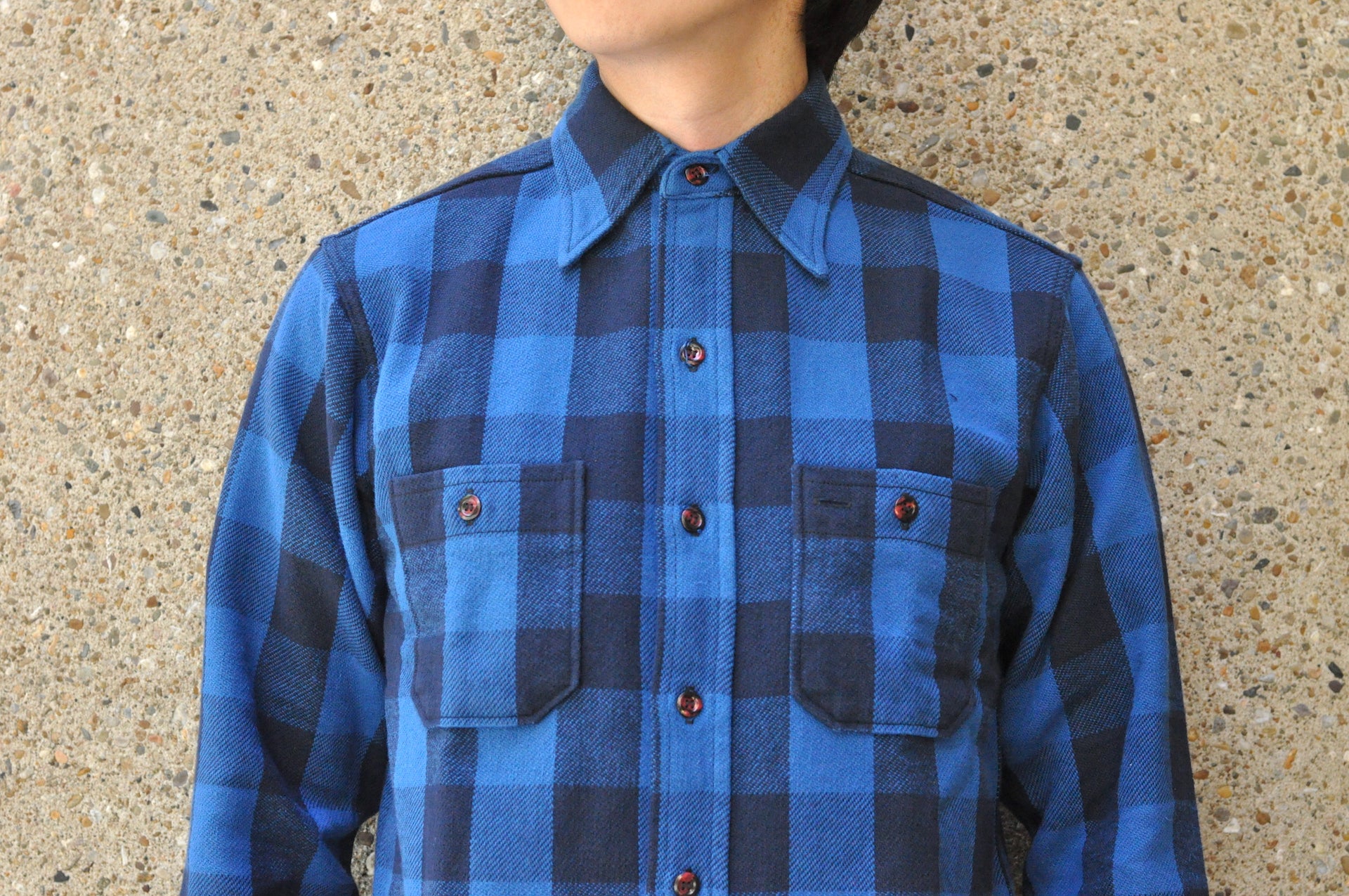 Warehouse 11oz Type A Selvage Flannel Workshirt (Wavy Blue)