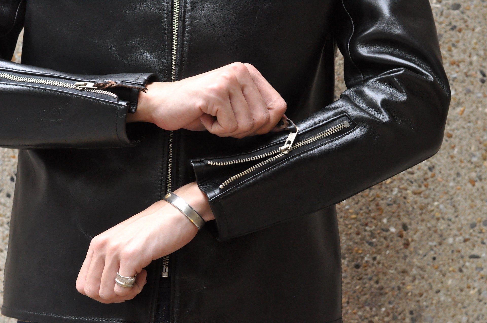 The Flat Head 'Ultimate' Horsehide Stand Collar Single Riders Jacket (Black Tea-Cored)