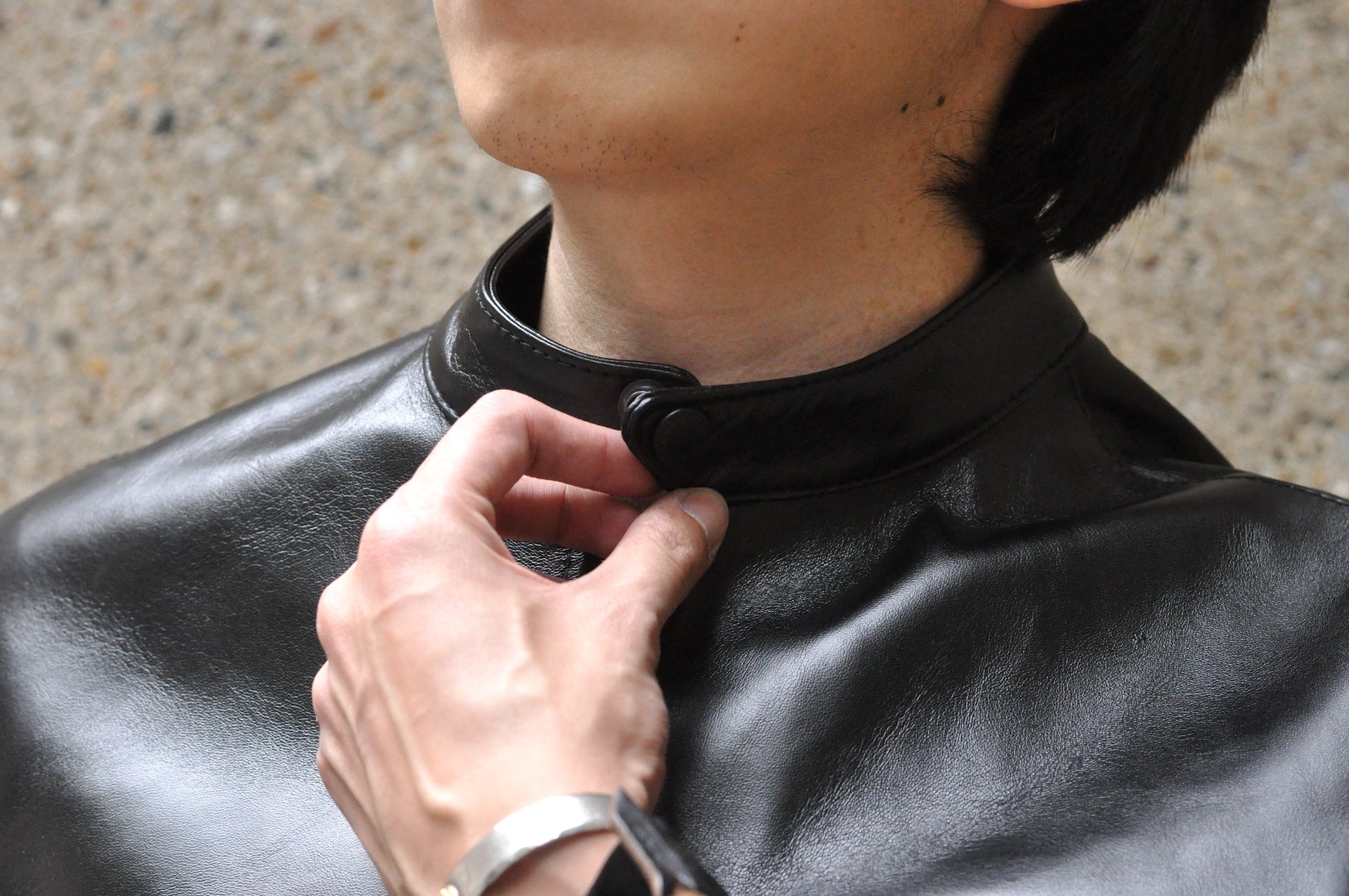 The Flat Head 'Ultimate' Horsehide Stand Collar Single Riders Jacket (Black Tea-Cored)