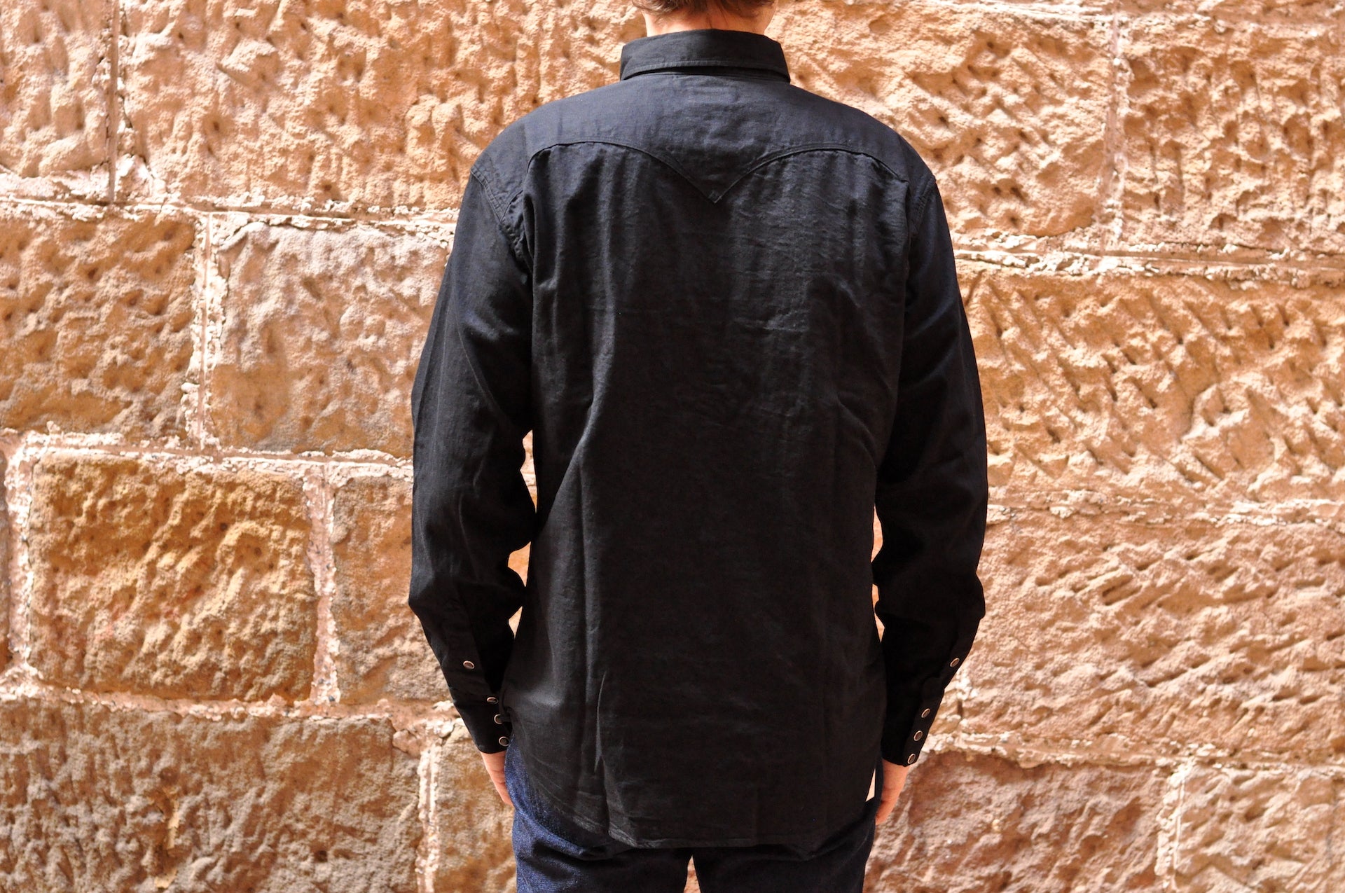 Stevenson Overall Co. 'Cody' 6.5oz Denim Western Shirt (Black)