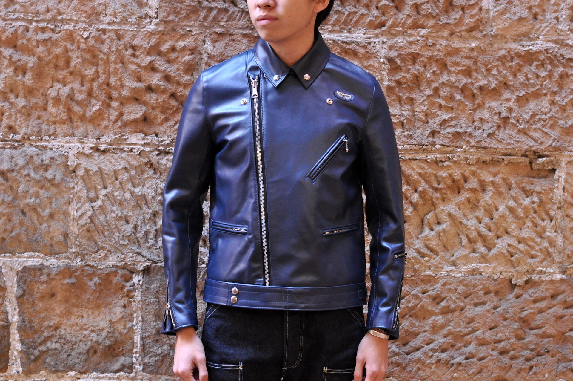 Lewis Leathers 441T Navy Horsehide 'Cyclone' Jacket (Tight fit)