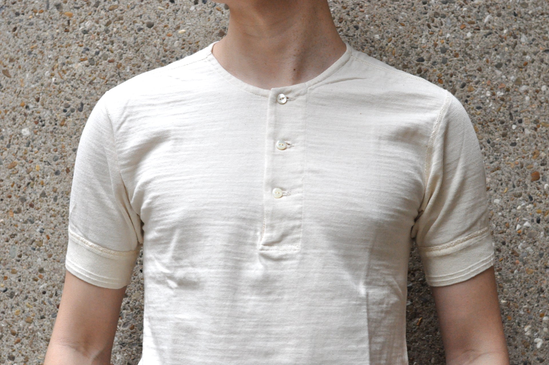 Stevenson Overall Co. 7oz Super Slow Loopwheeled SideFlex Henley Tee (Oatmeal)