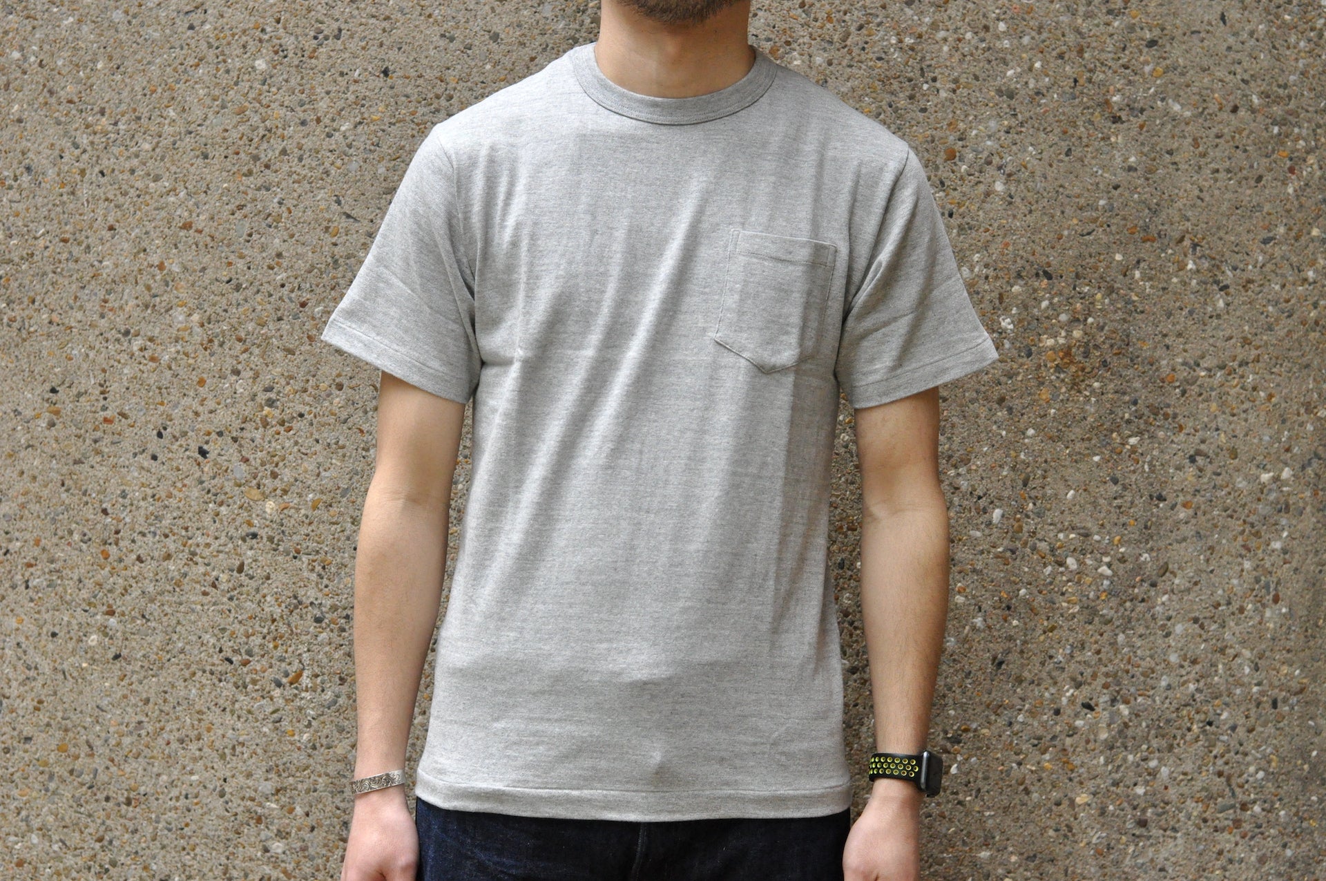 Warehouse 5.5oz Heather Athletic Loopwheeled Pocket Tee (Grey)