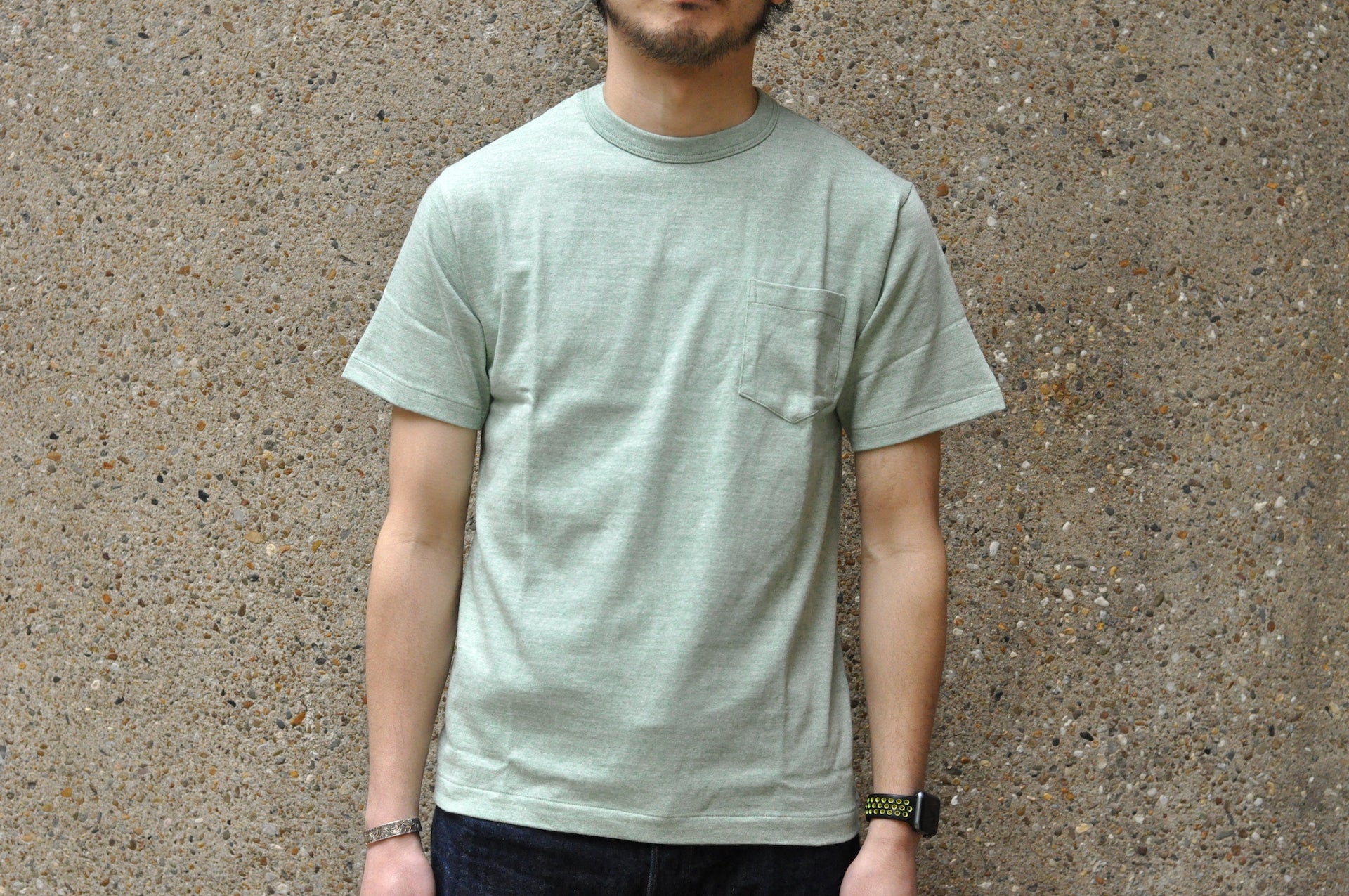 Warehouse 5.5oz Heather Athletic Loopwheeled Pocket Tee (Green)