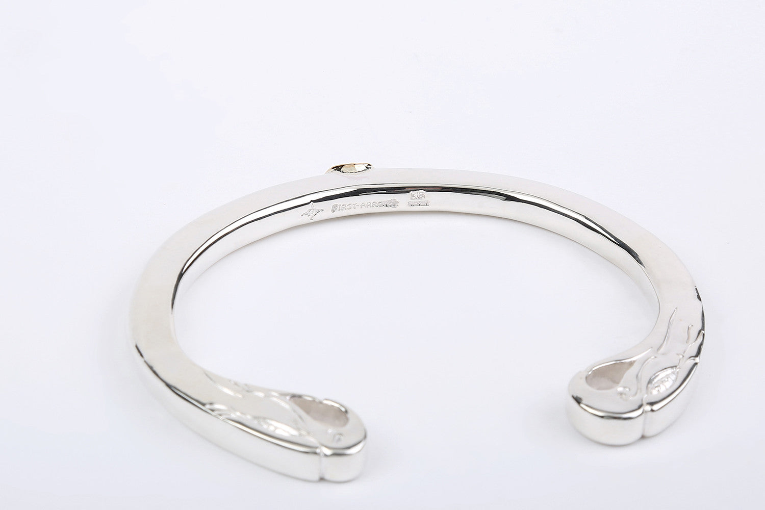 First Arrow's "Double Eagle's Head" Bangle With 18K Gold Emblem (BR-195)