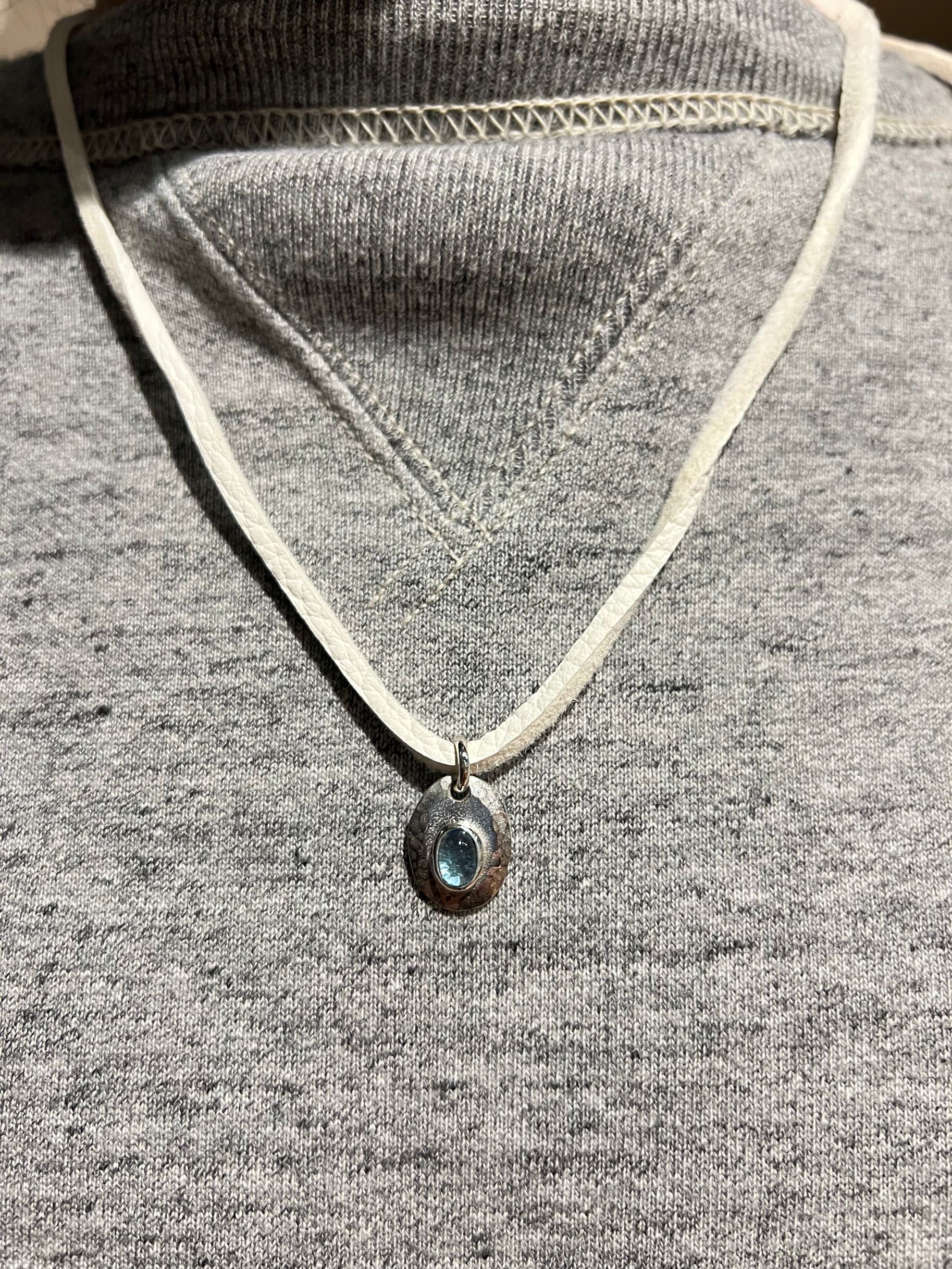 Legend Size Small "Plate" Pendant With Blue Topaz (P-1-BT)