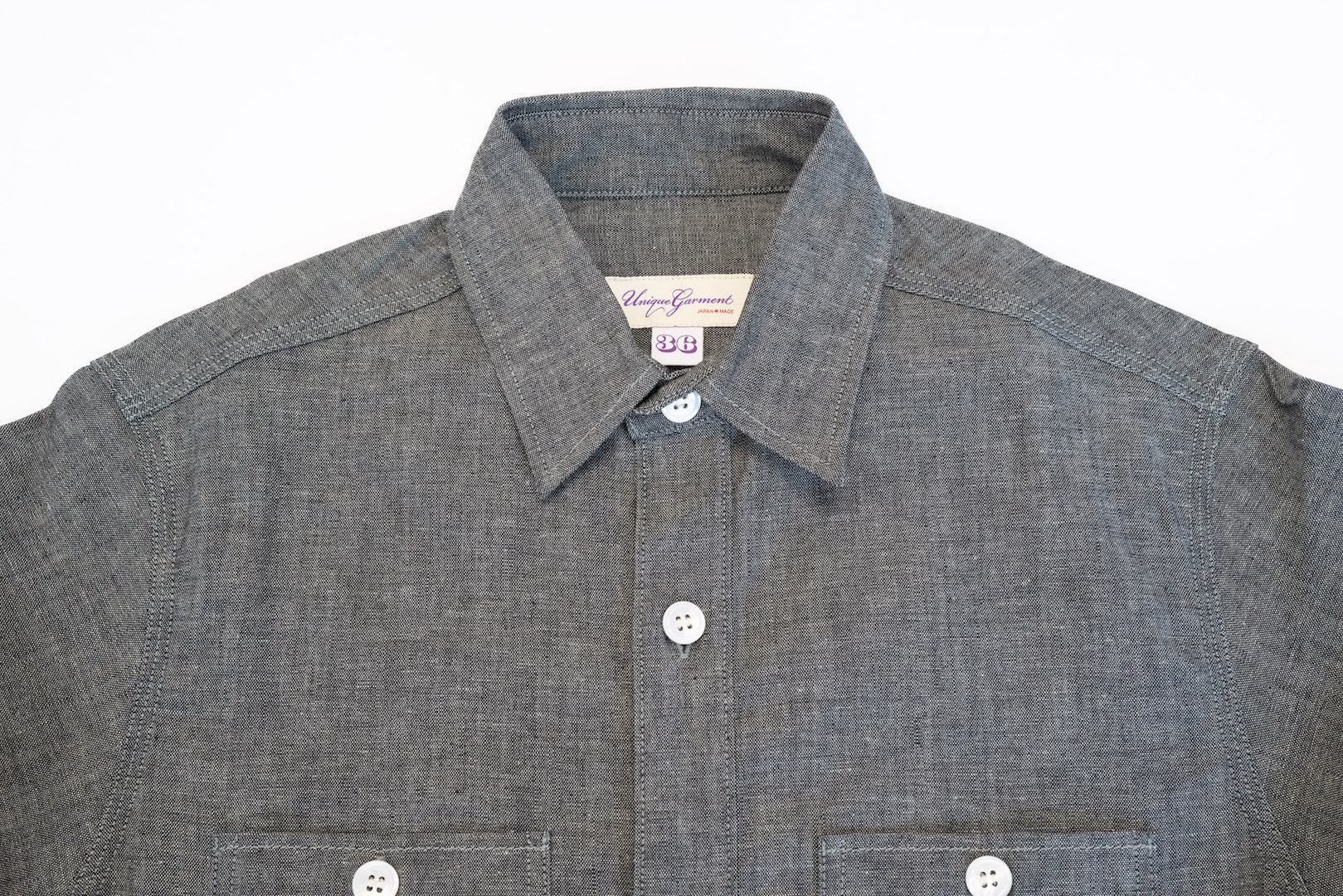 Unique Garment 9oz 'Stanley' Selvage Chambray Work Shirt (Grey)