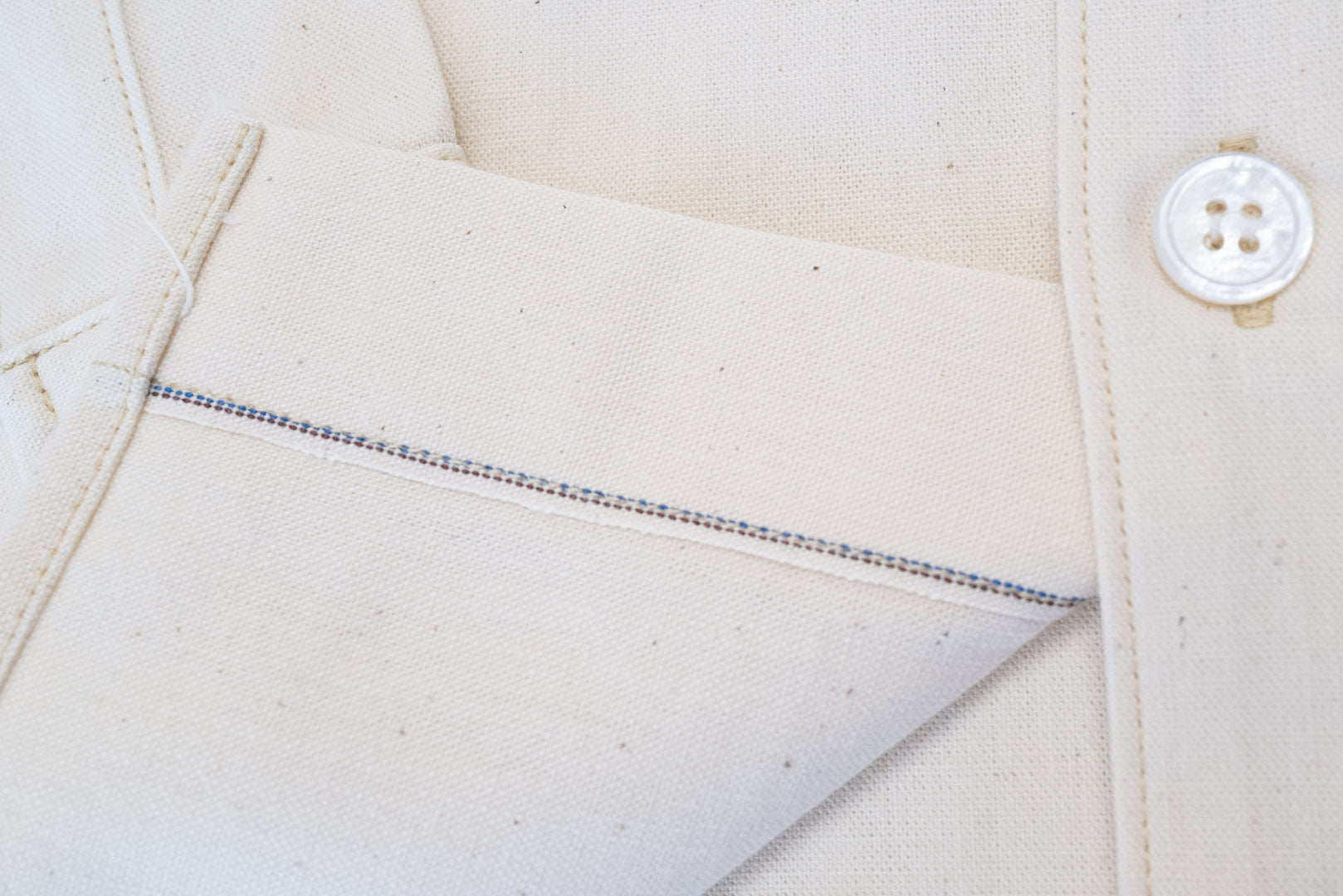 Unique Garment 9oz 'Stanley' Selvage Chambray Work Shirt (Cream)