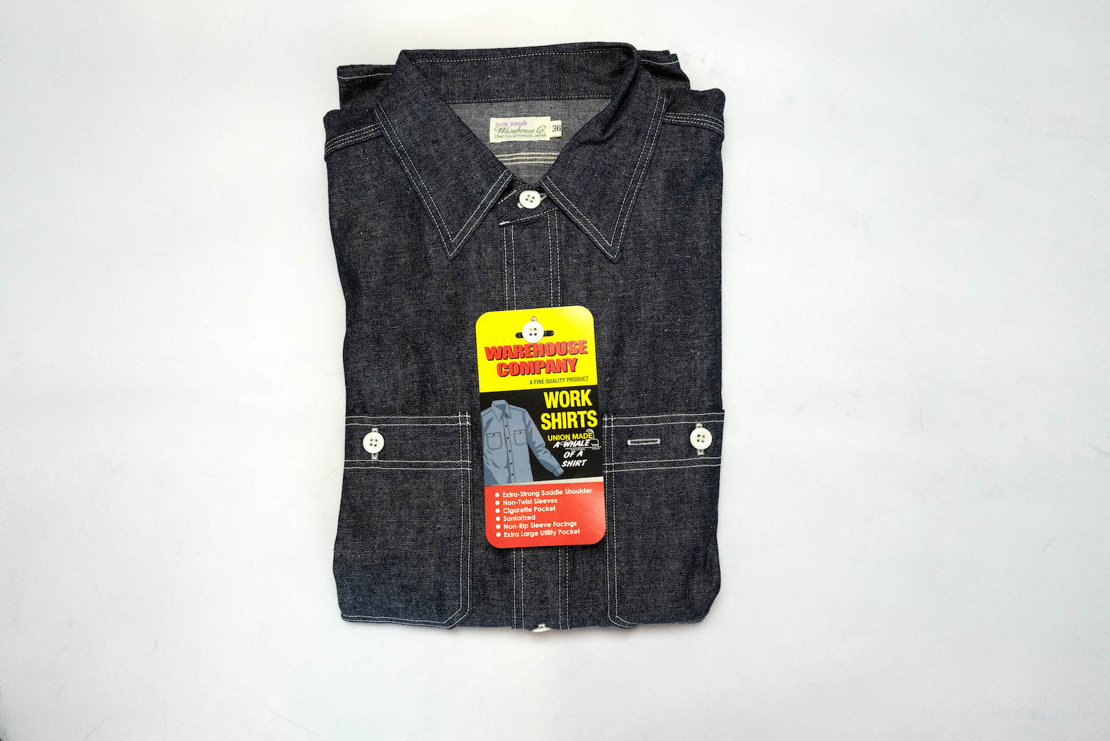 Warehouse 10oz Selvage Denim 'Triple Stitched' Work Shirt (Indigo)