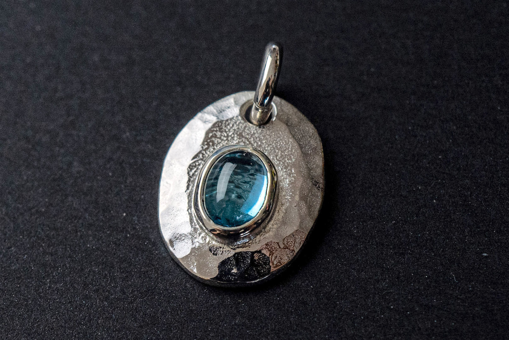 Legend Size Small "Plate" Pendant With Blue Topaz (P-1-BT)
