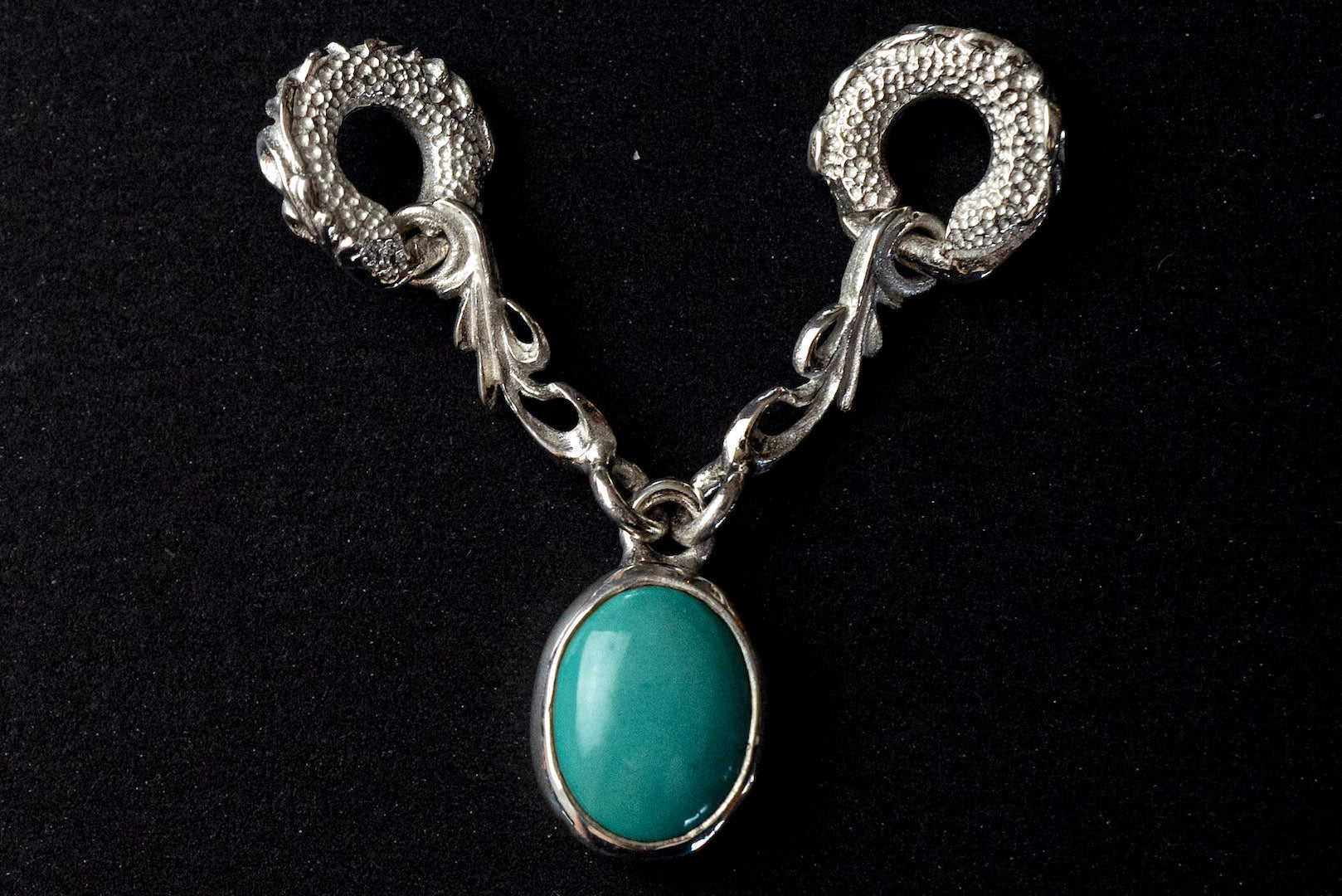 Legend "Drape" Pendant With Medium Size Natural Turquoise (P-163-M)
