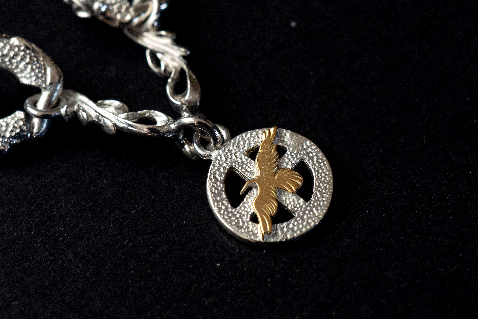 Legend "Drape" Pendant With Medicine Wheel & 22K Gold Eagle (P-160-8)