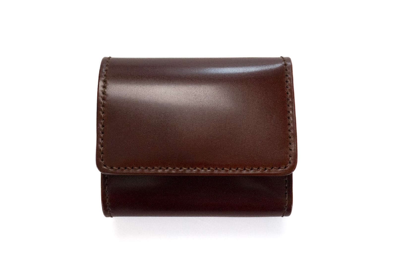 The Flat Head Cordovan Trifold Mini Wallet (Whiskey Brown)