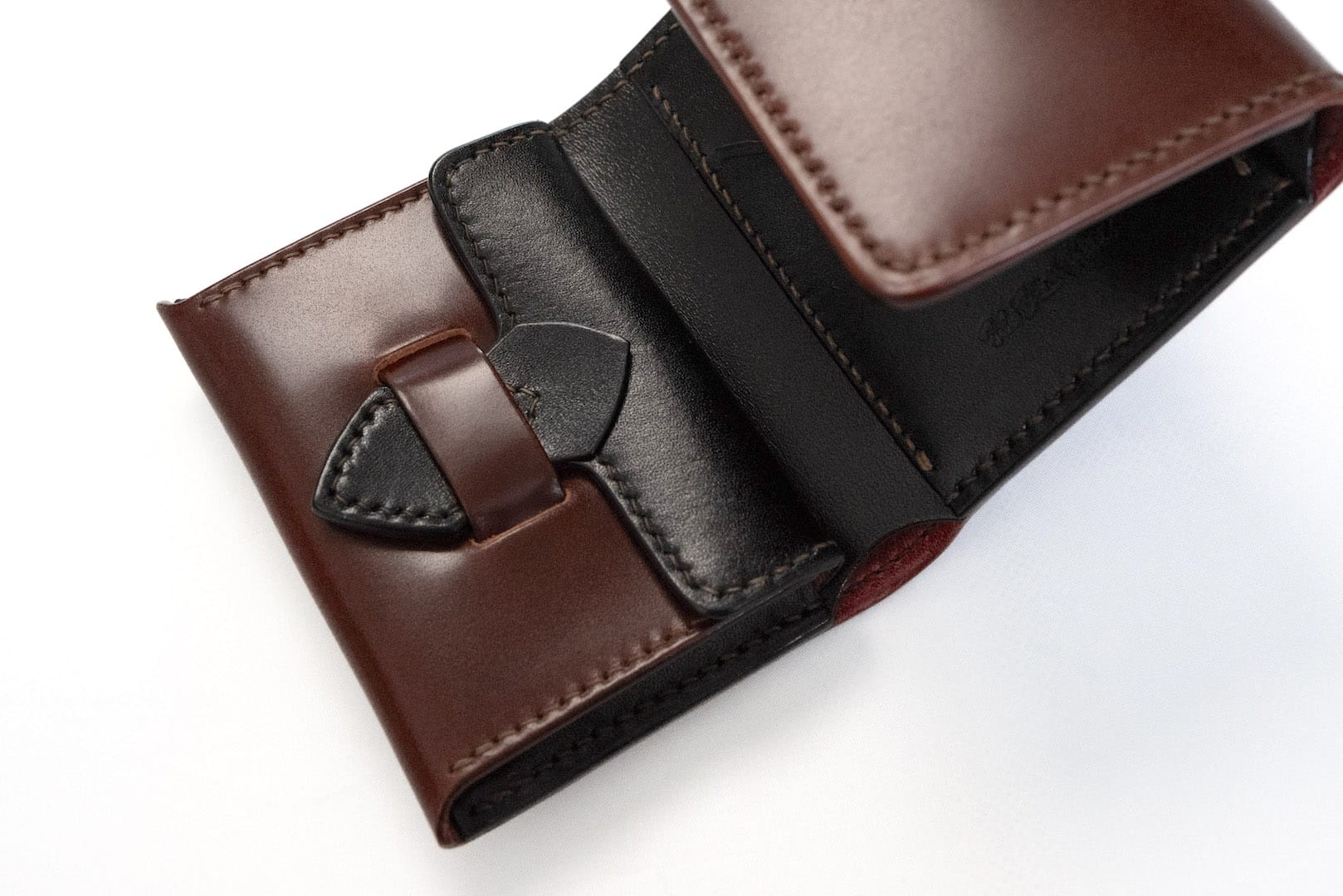 The Flat Head Cordovan Trifold Mini Wallet (Whiskey Brown)