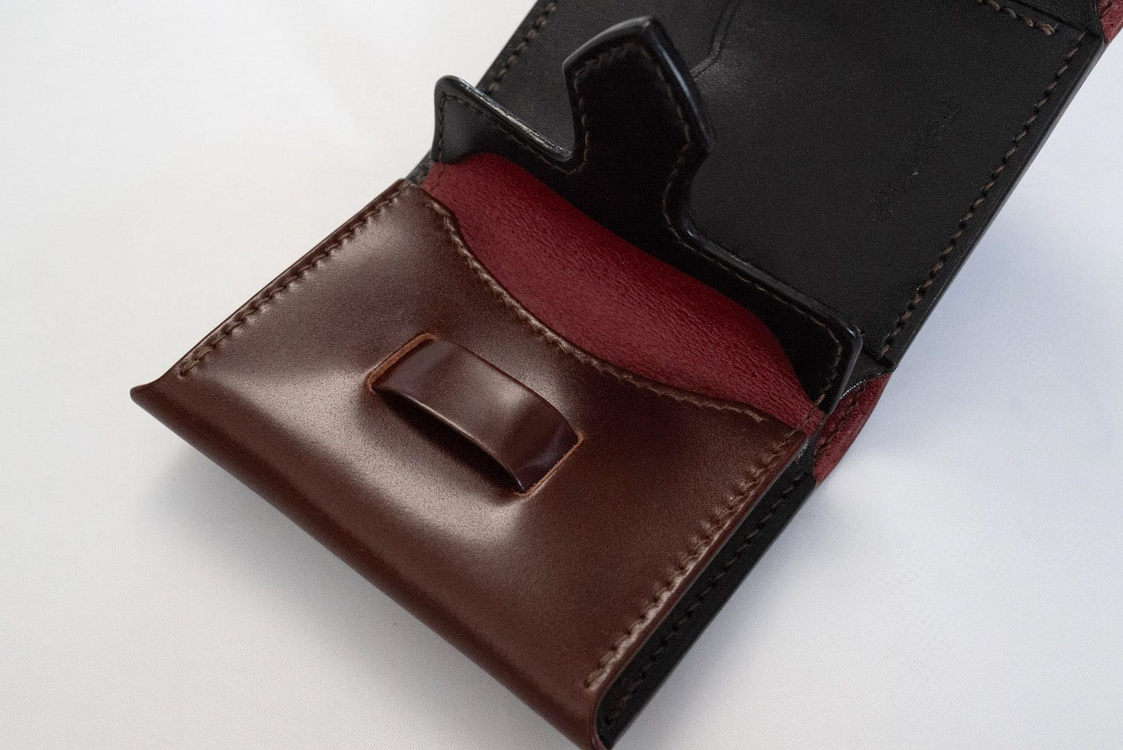 The Flat Head Cordovan Trifold Mini Wallet (Whiskey Brown)