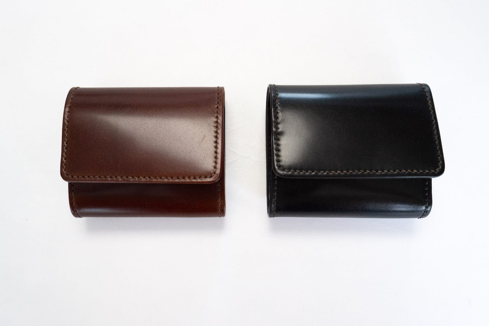The Flat Head Cordovan Trifold Mini Wallet (Whiskey Brown)