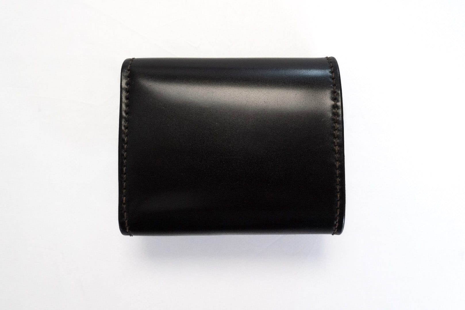 The Flat Head Cordovan Trifold Mini Wallet (Solid Black)