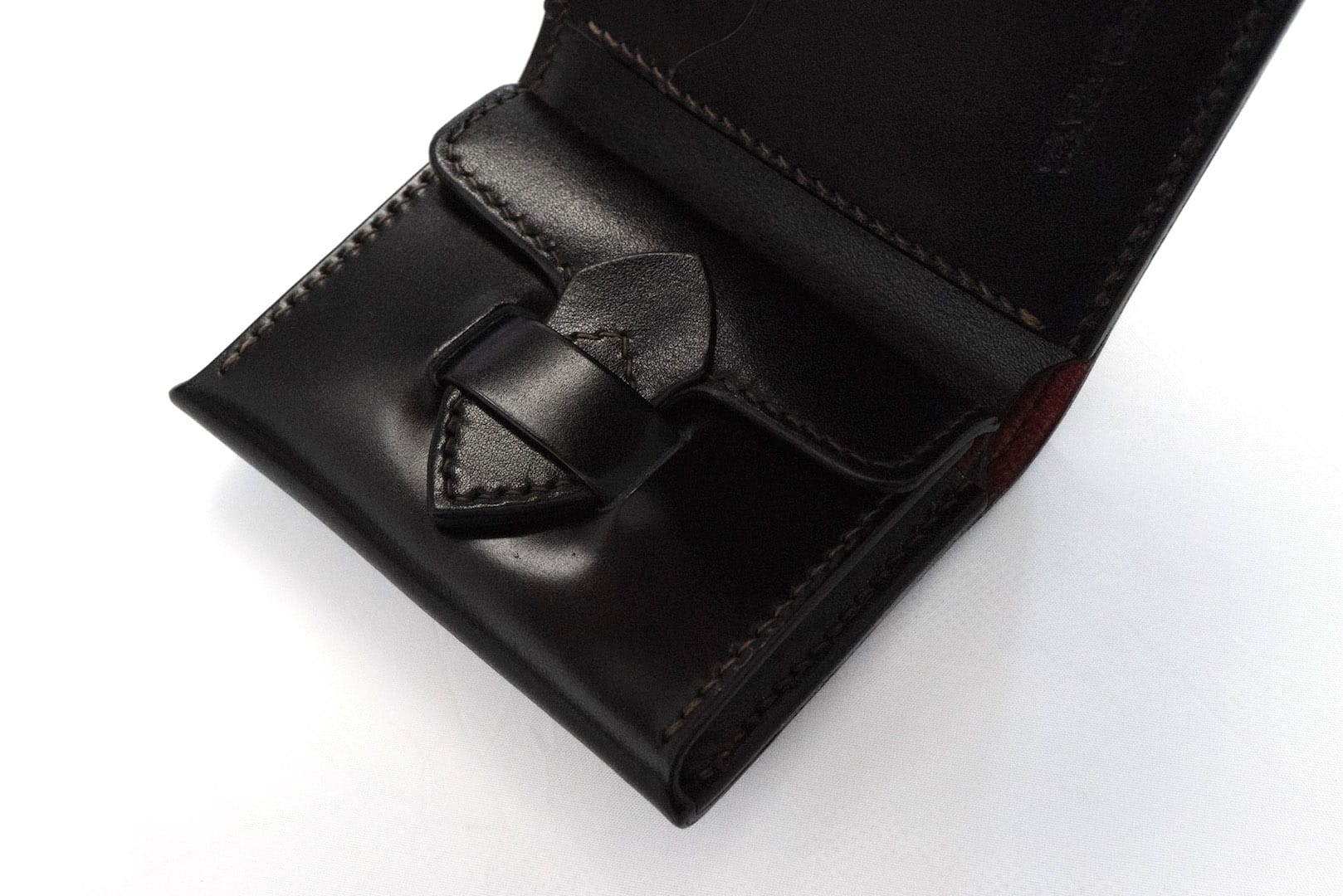 The Flat Head Cordovan Trifold Mini Wallet (Solid Black)