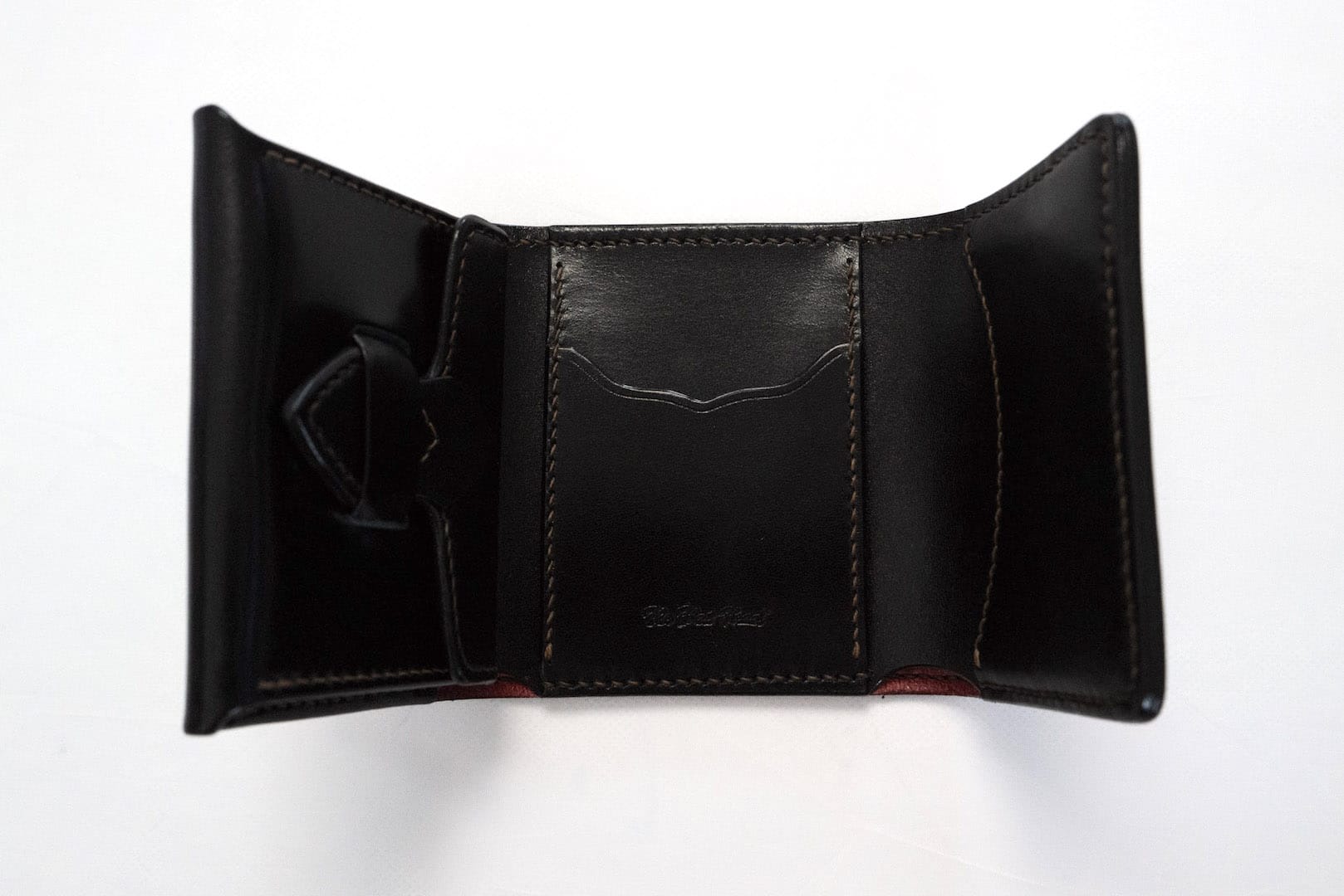 The Flat Head Cordovan Trifold Mini Wallet (Solid Black)
