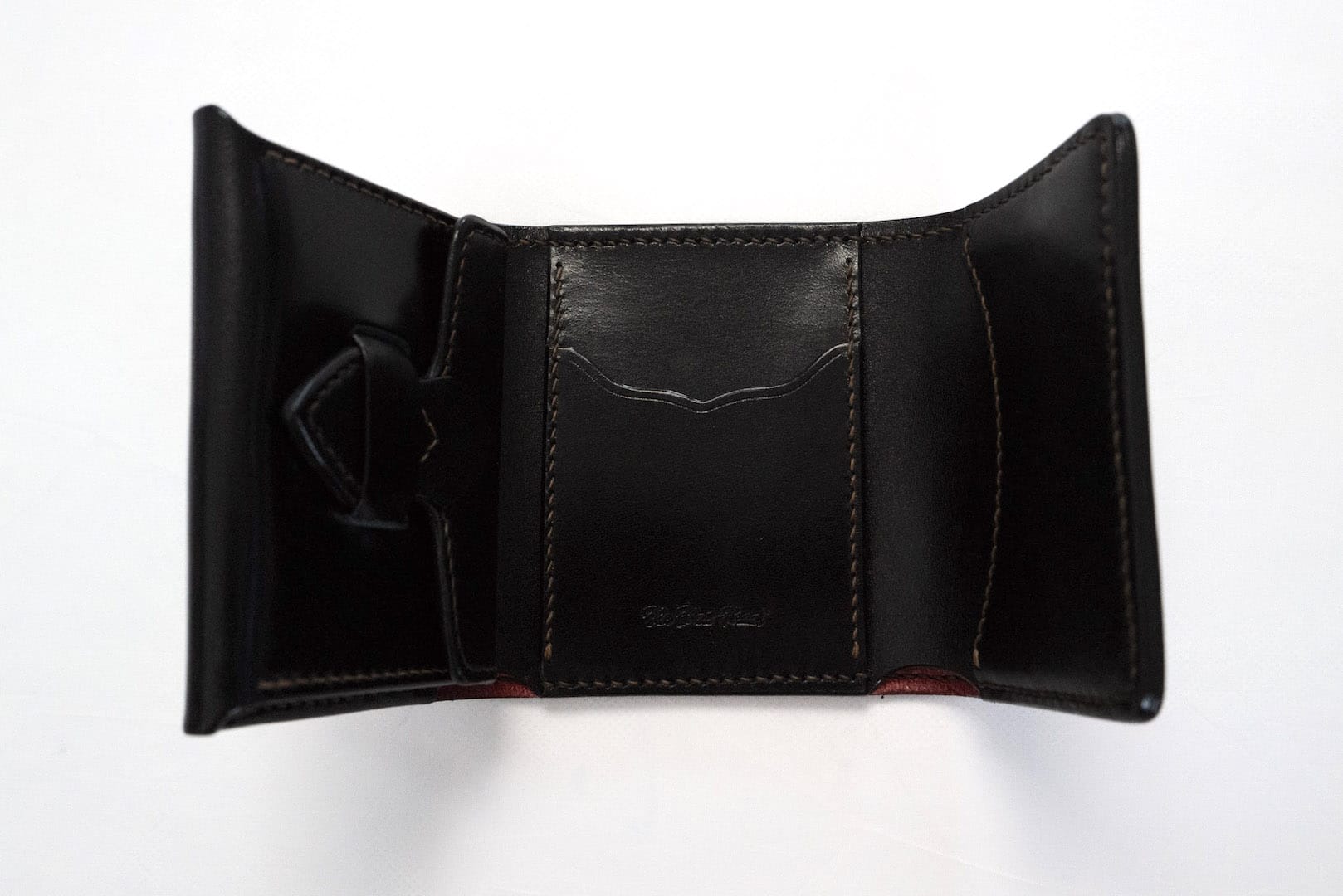 The Flat Head Cordovan Trifold Mini Wallet (Black)