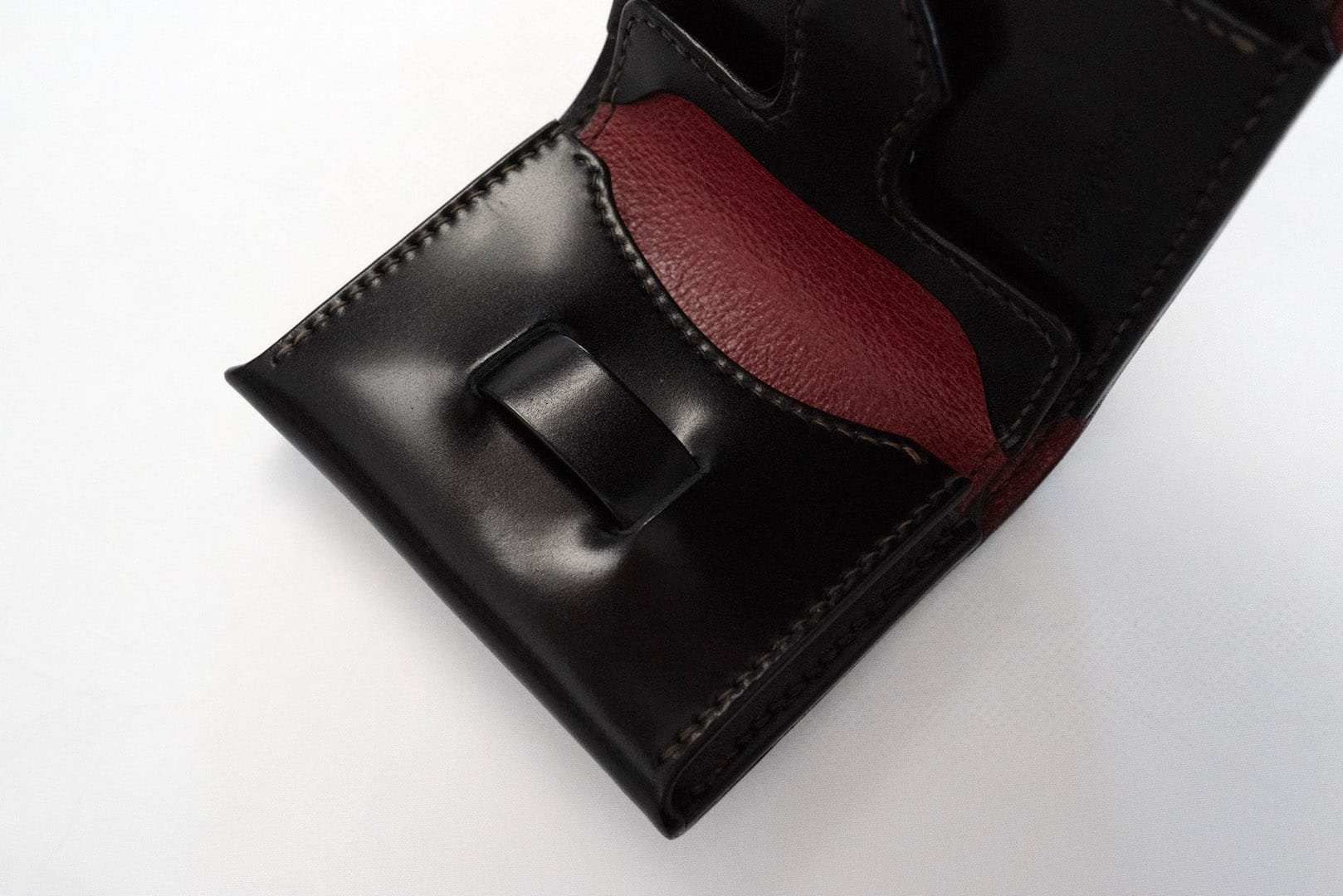 The Flat Head Cordovan Trifold Mini Wallet (Solid Black)