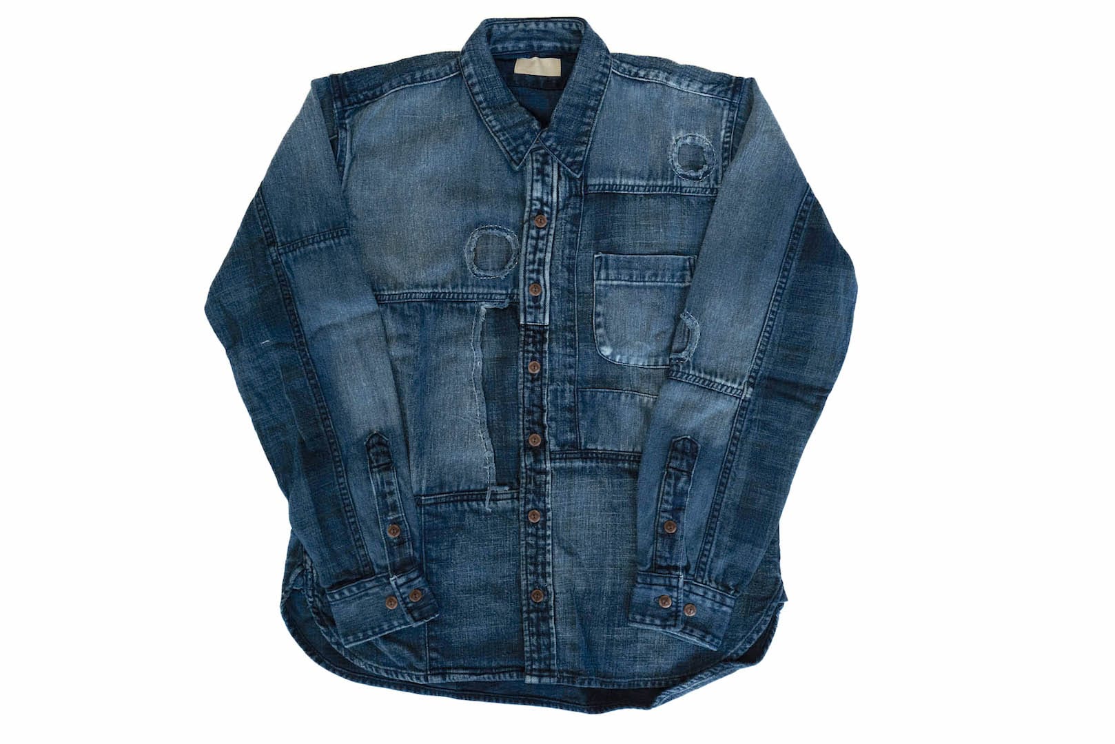Maru Sankaku Peke By SDA Indigo 'Boro Style' Jacketed Shirts