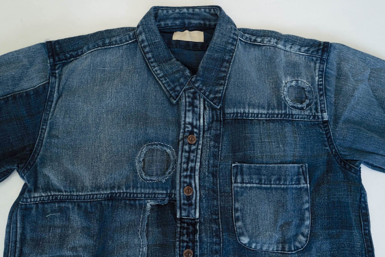 Maru Sankaku Peke By SDA Indigo 'Boro Style' Jacketed Shirts