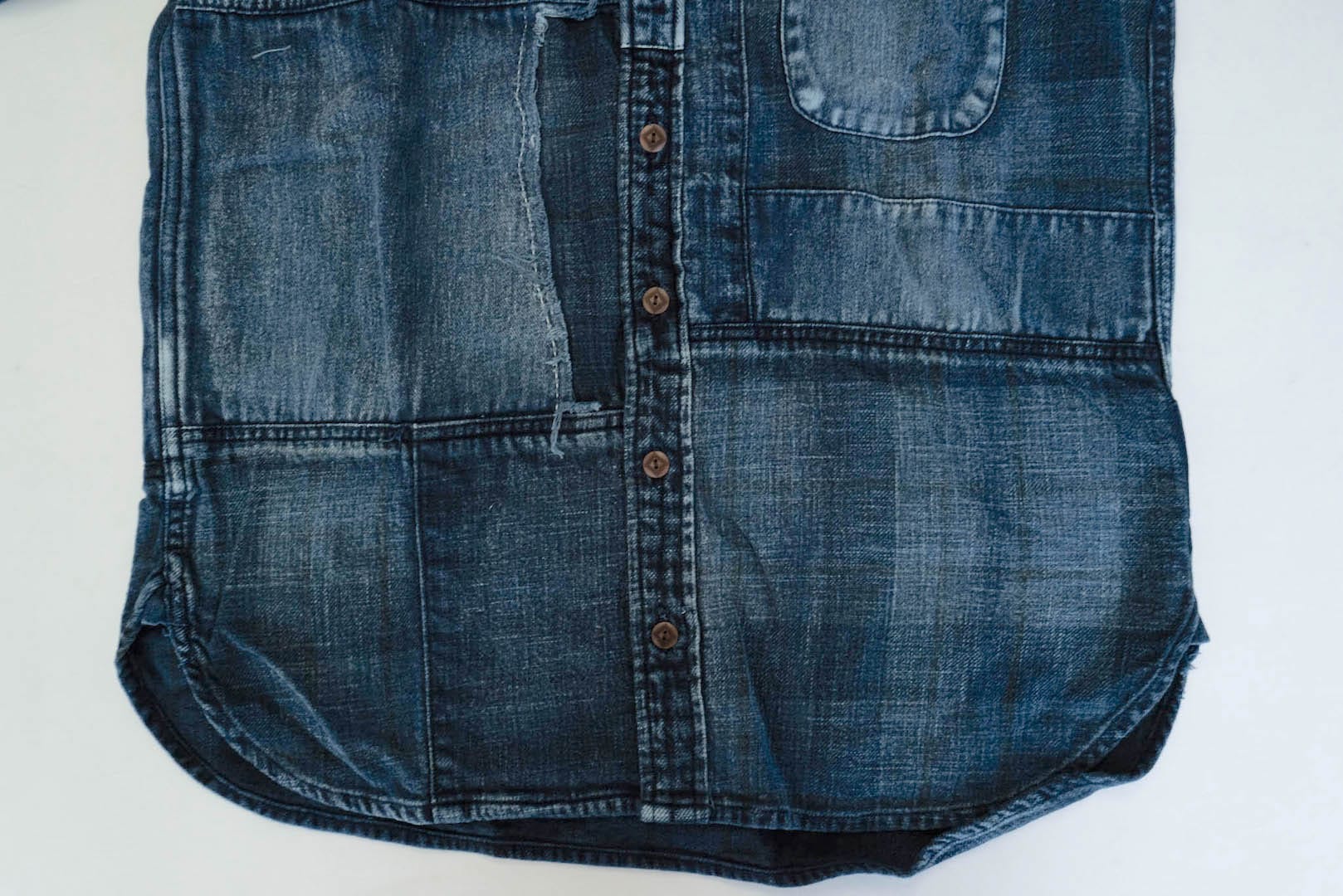 Maru Sankaku Peke By SDA Indigo 'Boro Style' Jacketed Shirts