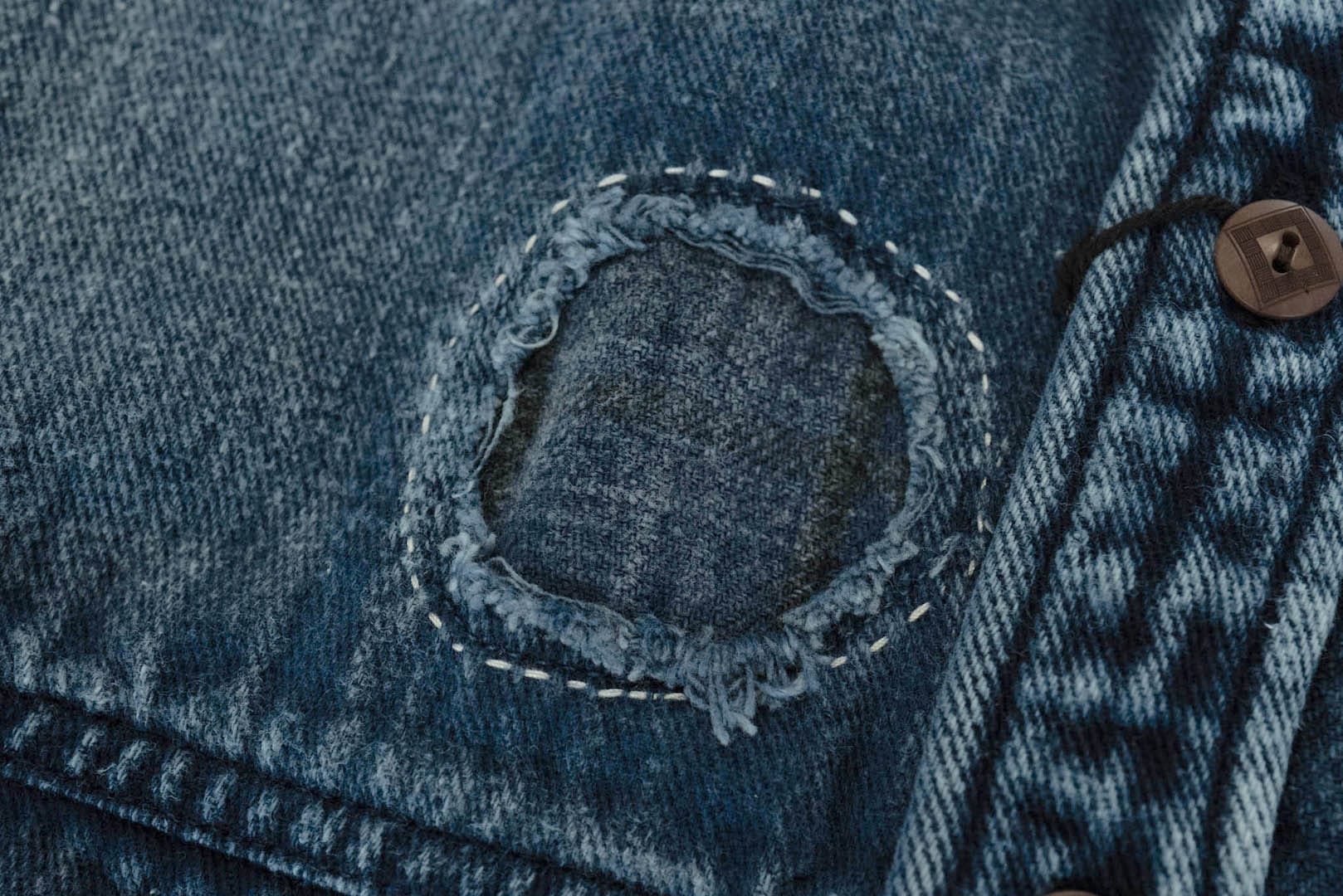 Maru Sankaku Peke By SDA Indigo 'Boro Style' Jacketed Shirts