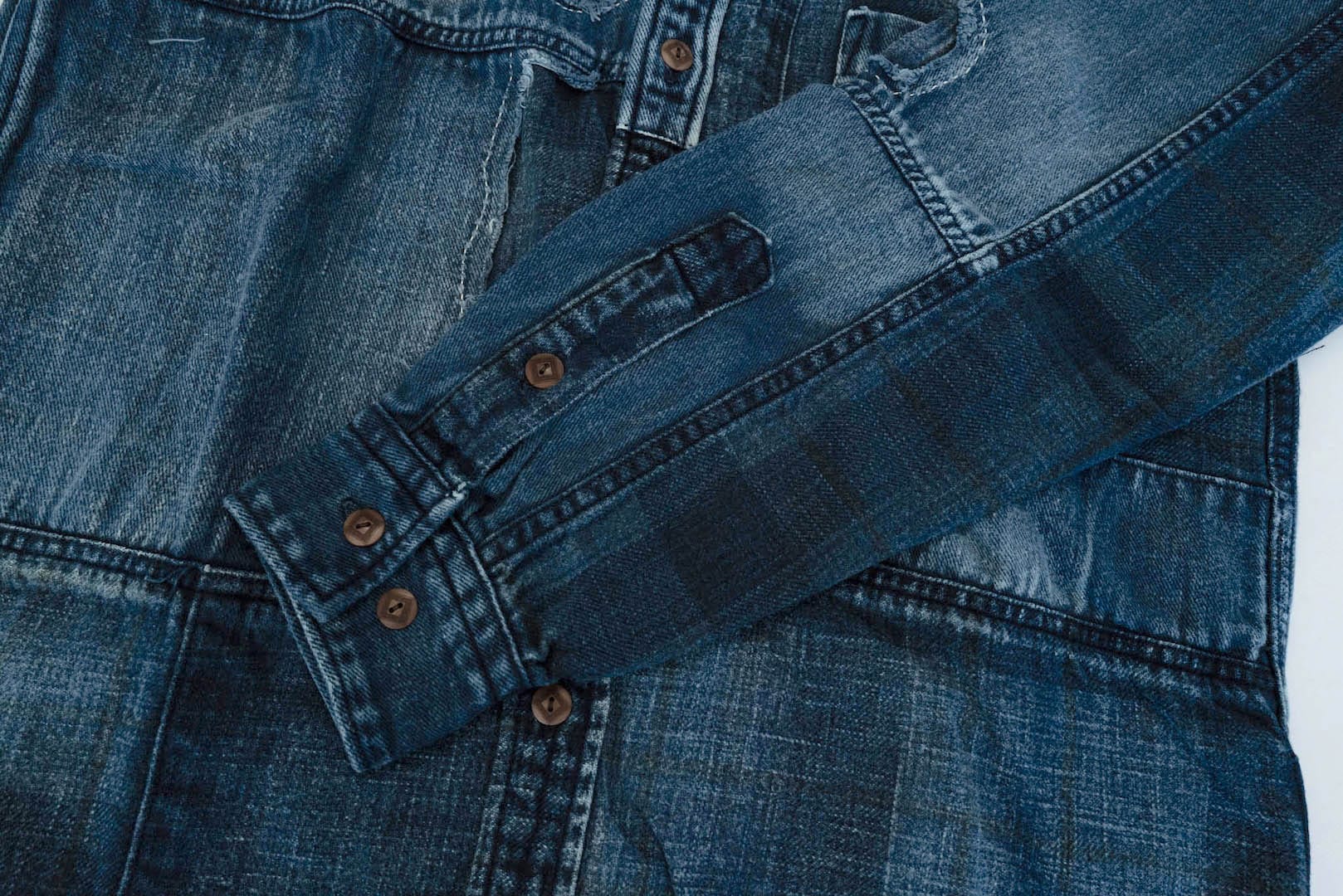 Maru Sankaku Peke By SDA Indigo 'Boro Style' Jacketed Shirts