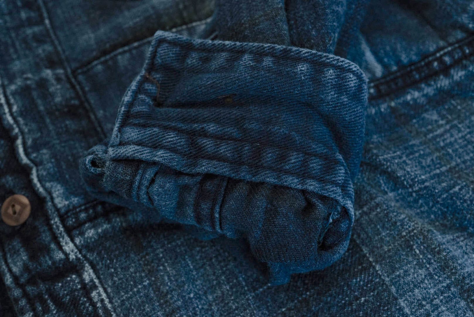 Maru Sankaku Peke By SDA Indigo 'Boro Style' Jacketed Shirts