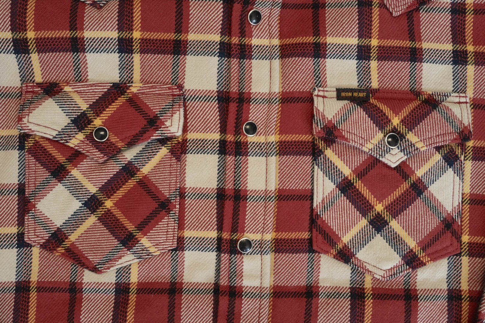 Iron Heart Ultra-Heavy Flannel Classic Check Western Shirt (Raspberry)
