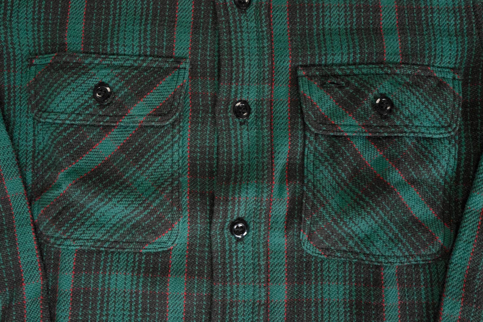 Warehouse 11oz Type C Selvage Flannel Workshirt (Forest Green)