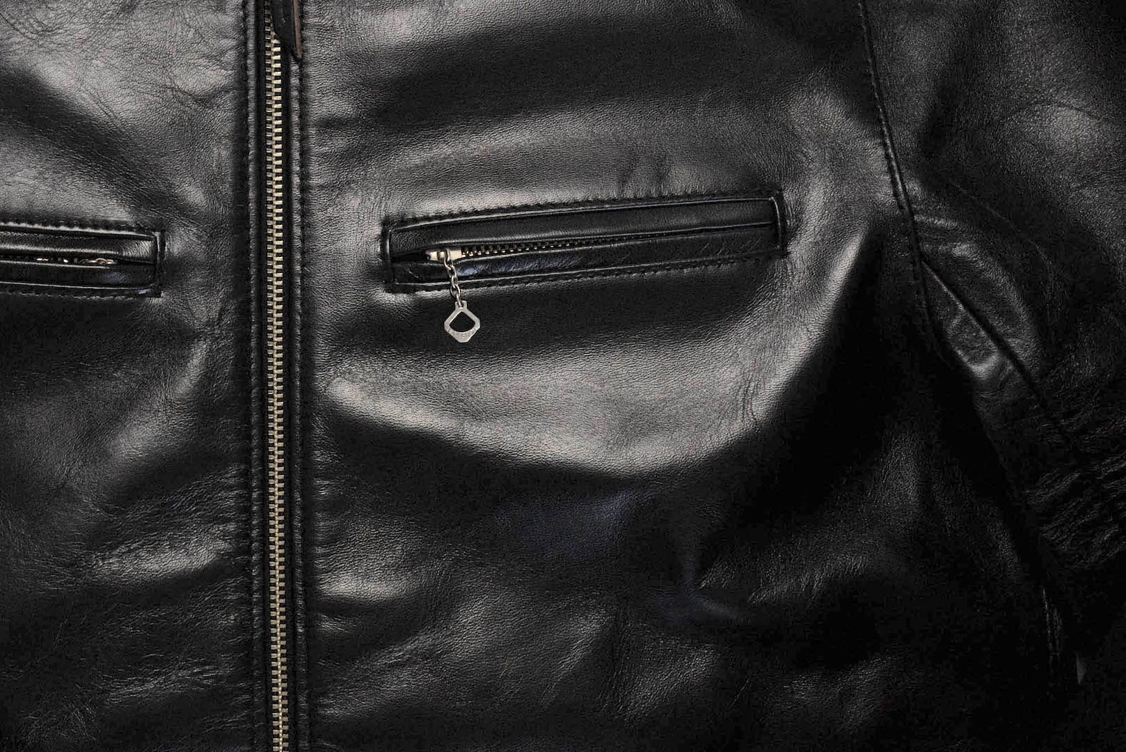 The Flat Head 'Ultimate' Horsehide Stand Collar Single Riders Jacket (Black Tea-Cored)