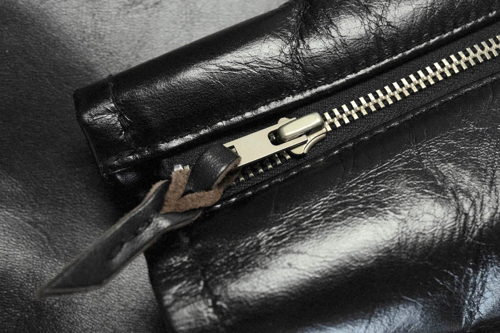 The Flat Head 'Ultimate' Horsehide Stand Collar Single Riders Jacket (Black Tea-Cored)