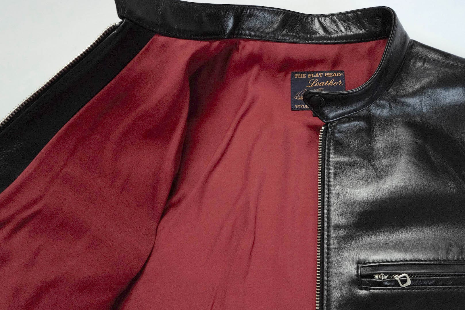 The Flat Head 'Ultimate' Horsehide Stand Collar Single Riders Jacket (Black Tea-Cored)