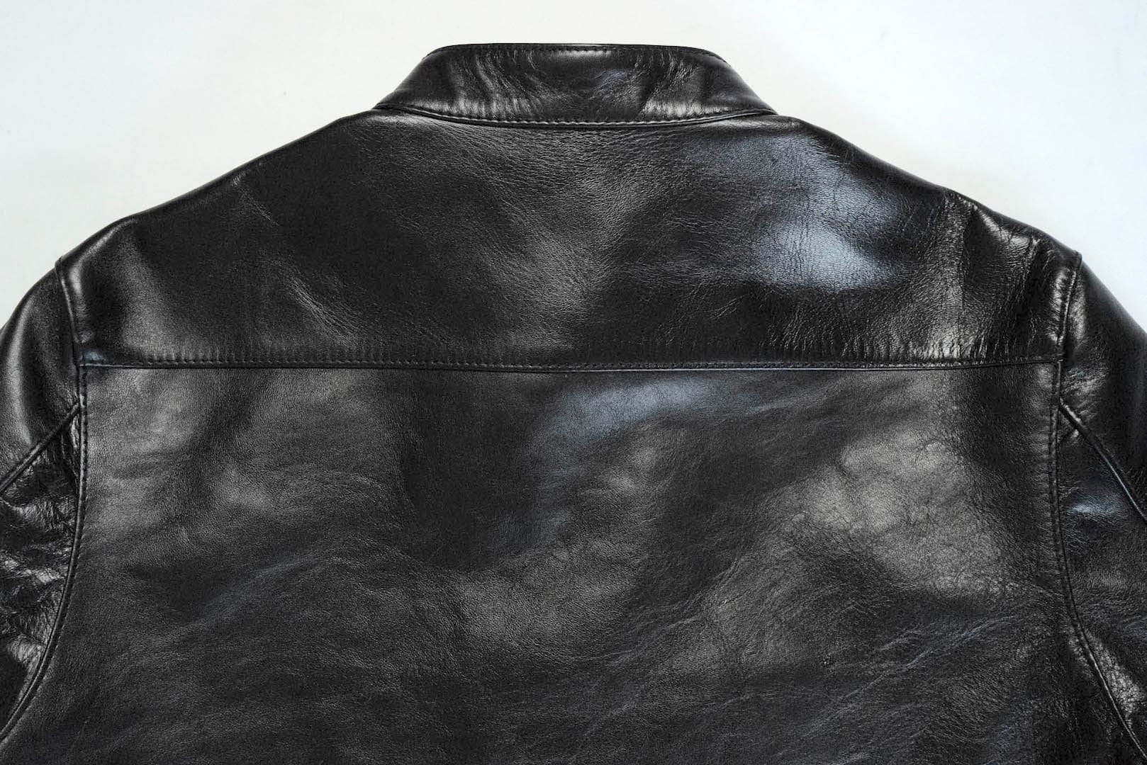 The Flat Head 'Ultimate' Horsehide Stand Collar Single Riders Jacket (Black Tea-Cored)