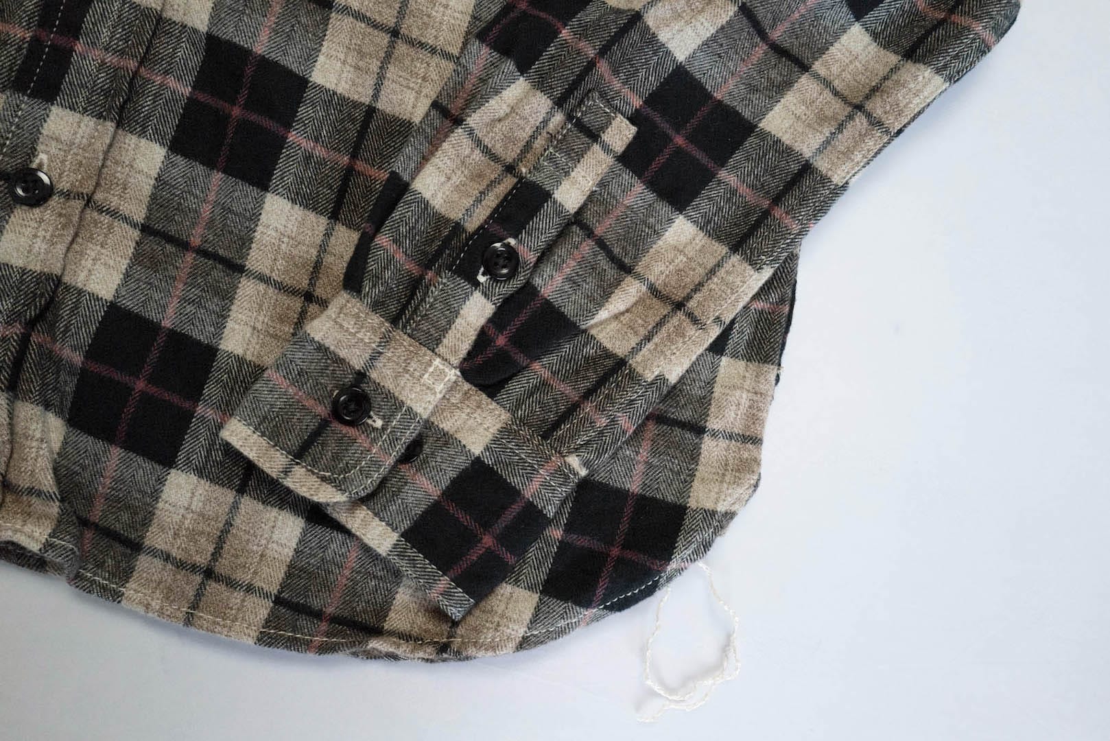 The Strike Gold 10oz HBT Check Flannel Early Workshirt (Black x Oatmeal)