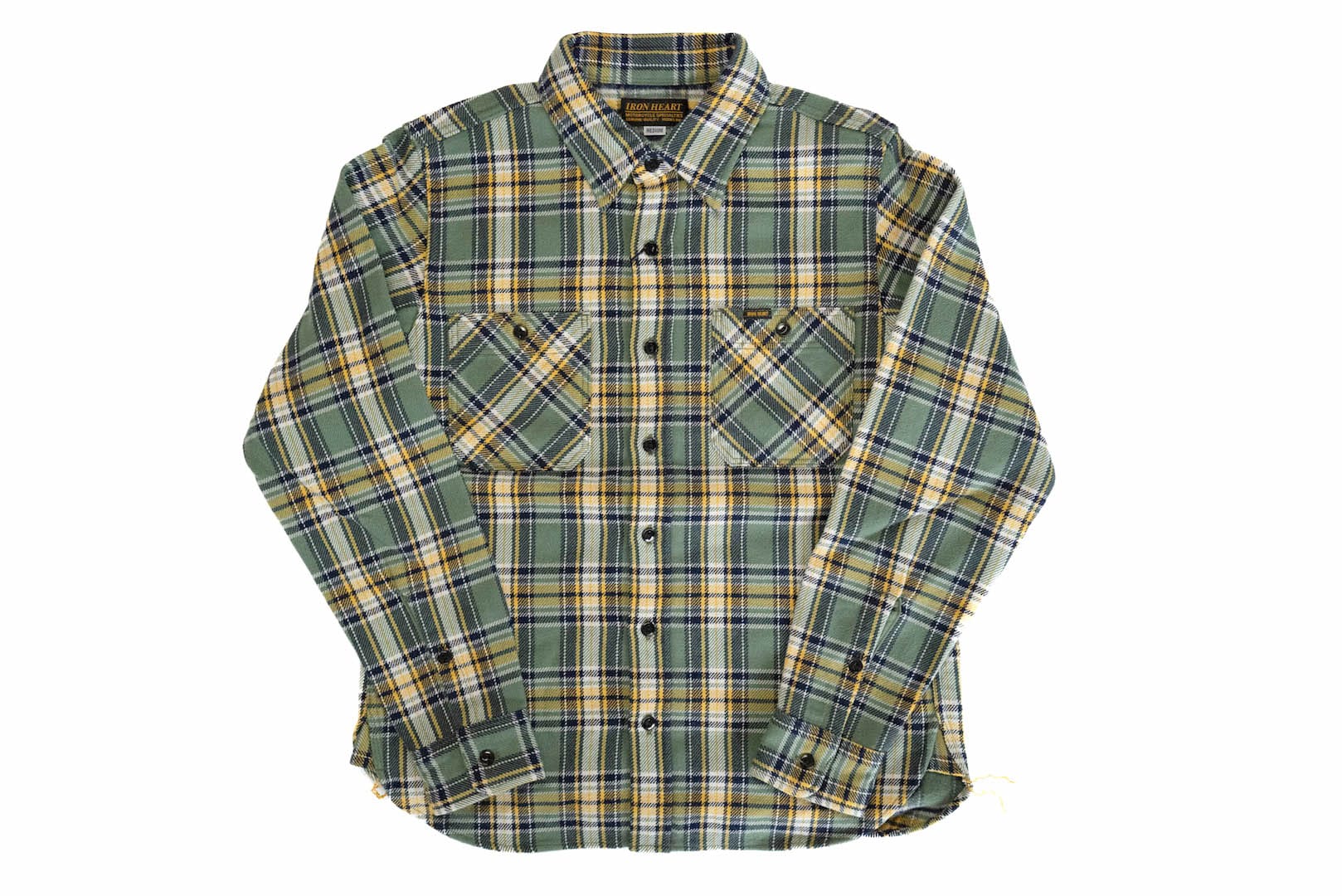 Iron Heart Ultra-Heavy Flannel Tartan Check Work Shirt (Wheat Grass)