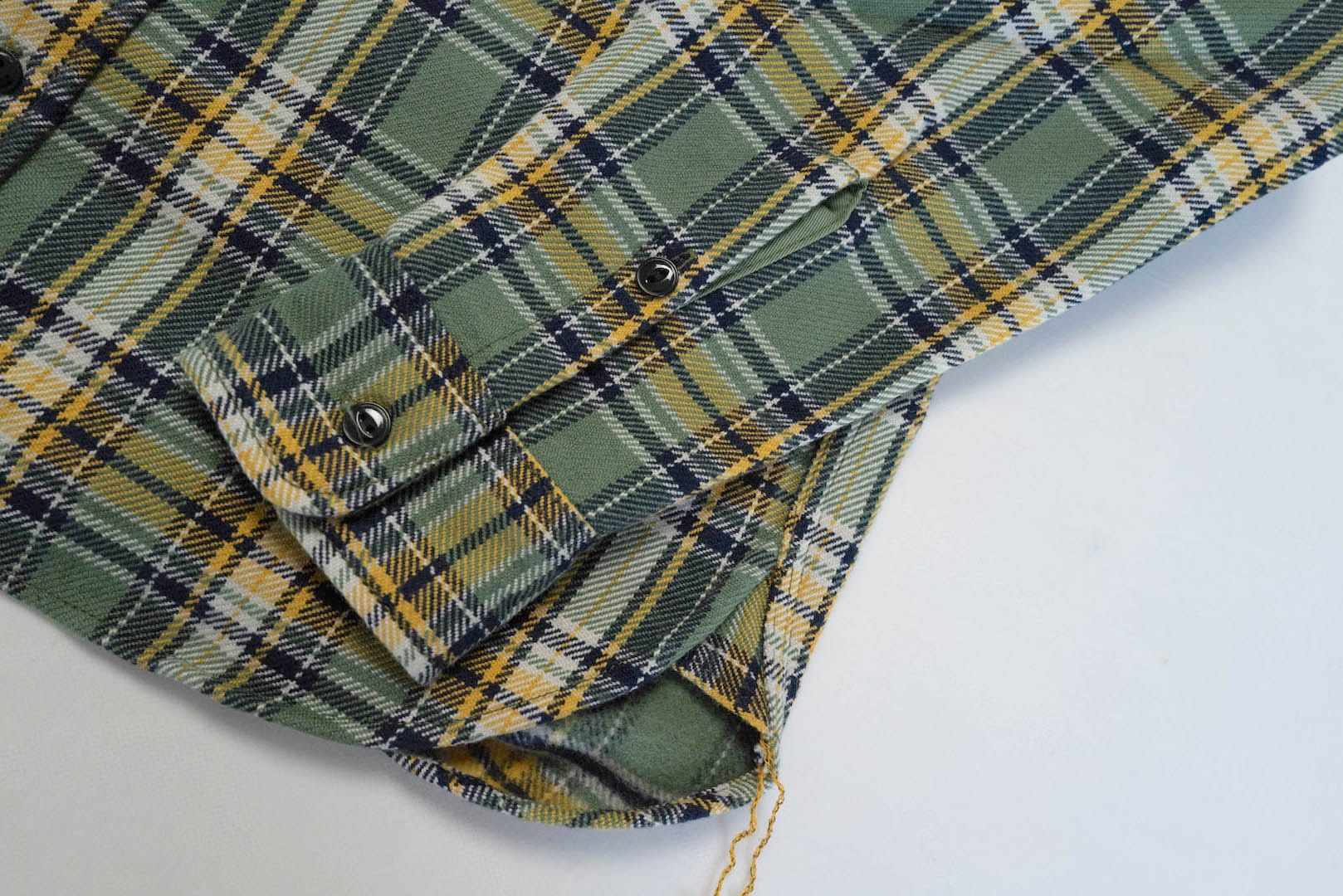 Iron Heart Ultra-Heavy Flannel Tartan Check Work Shirt (Wheat Grass)