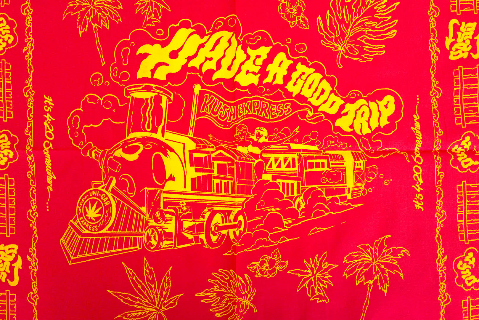 Unique Garment 'Have a Good Trip' Bandana (Burgundy)